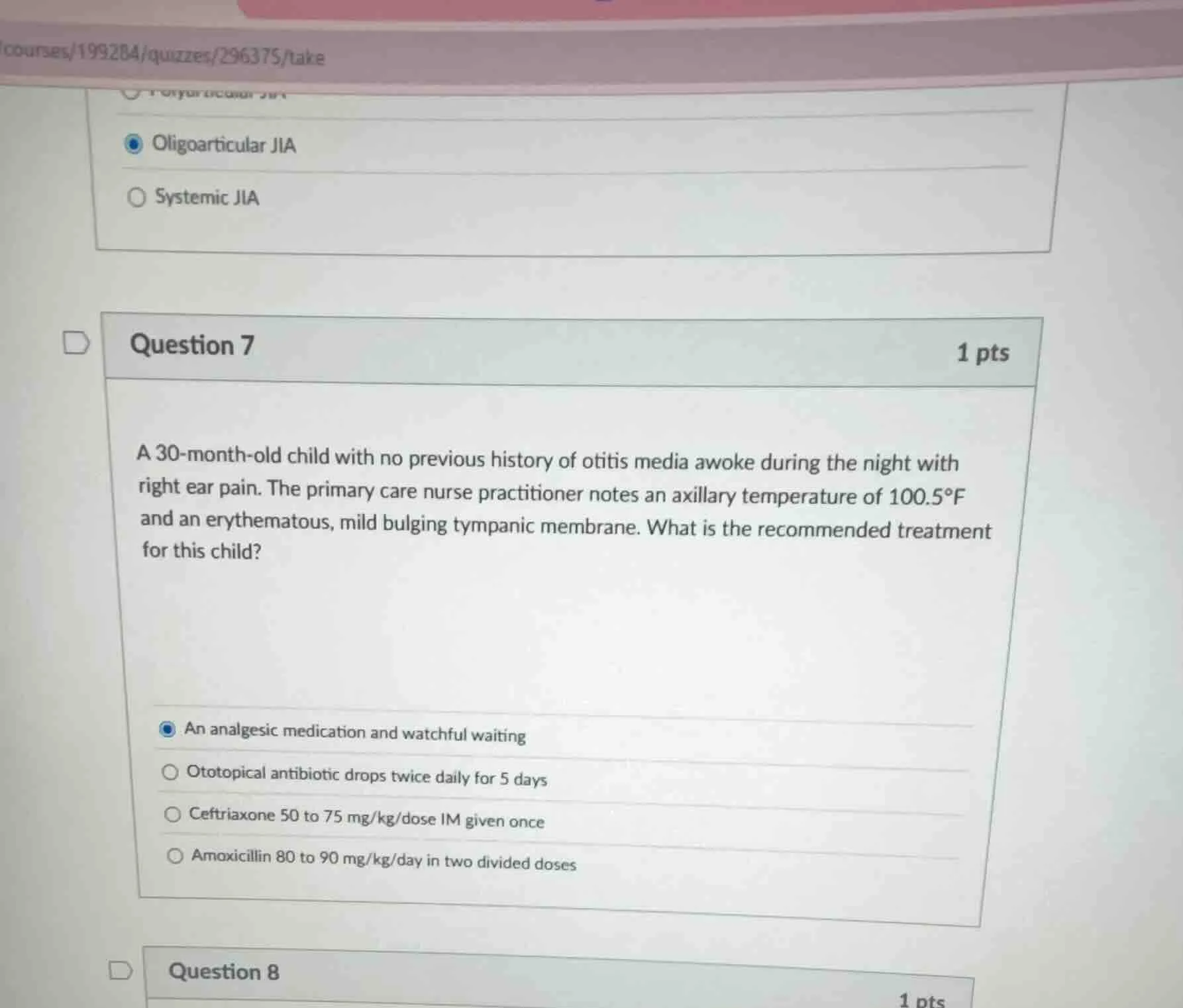 question 7 1 pts a 30 - month - old child with no previous history of o…