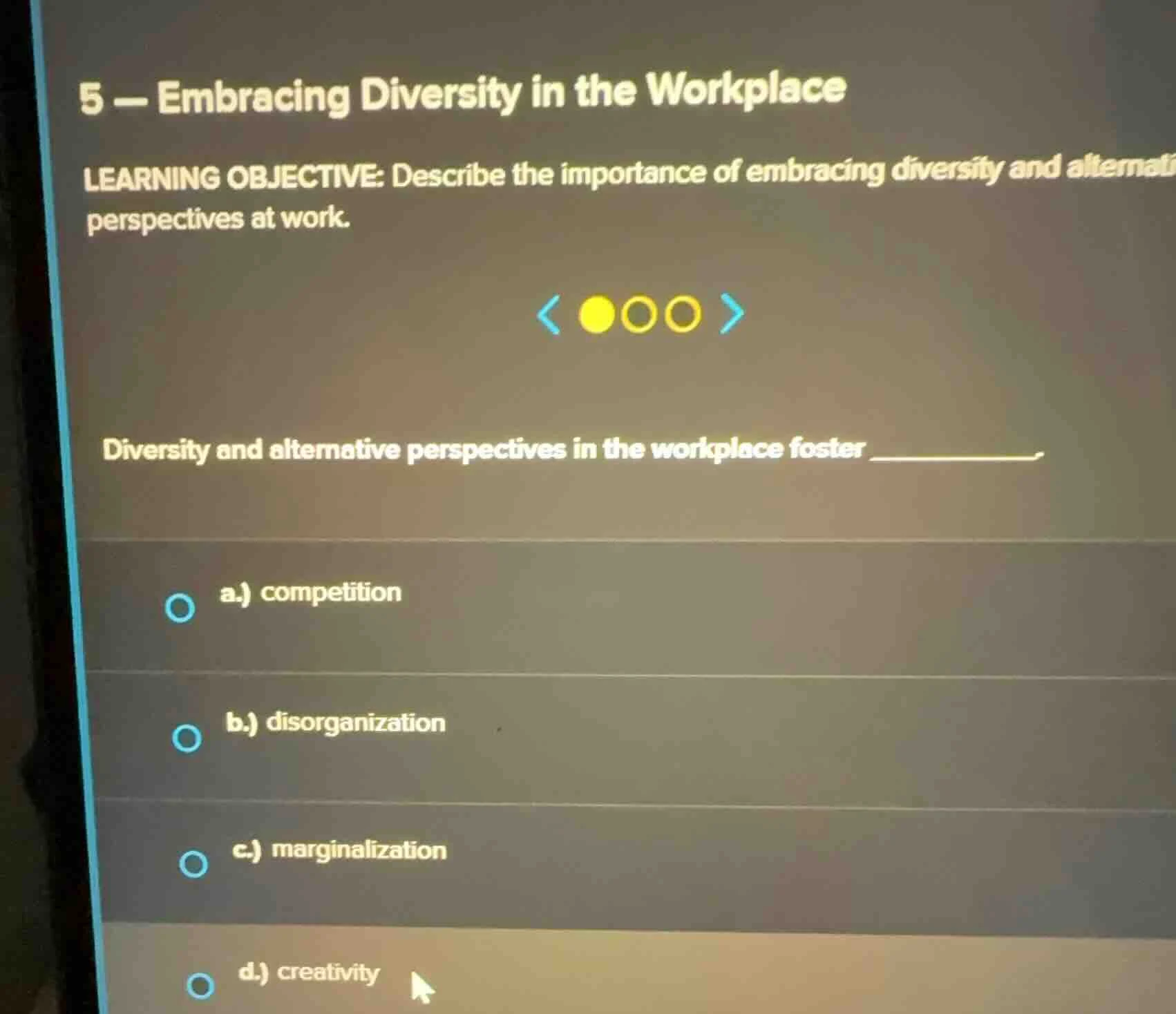 5 — embracing diversity in the workplace learning objective: describe t…