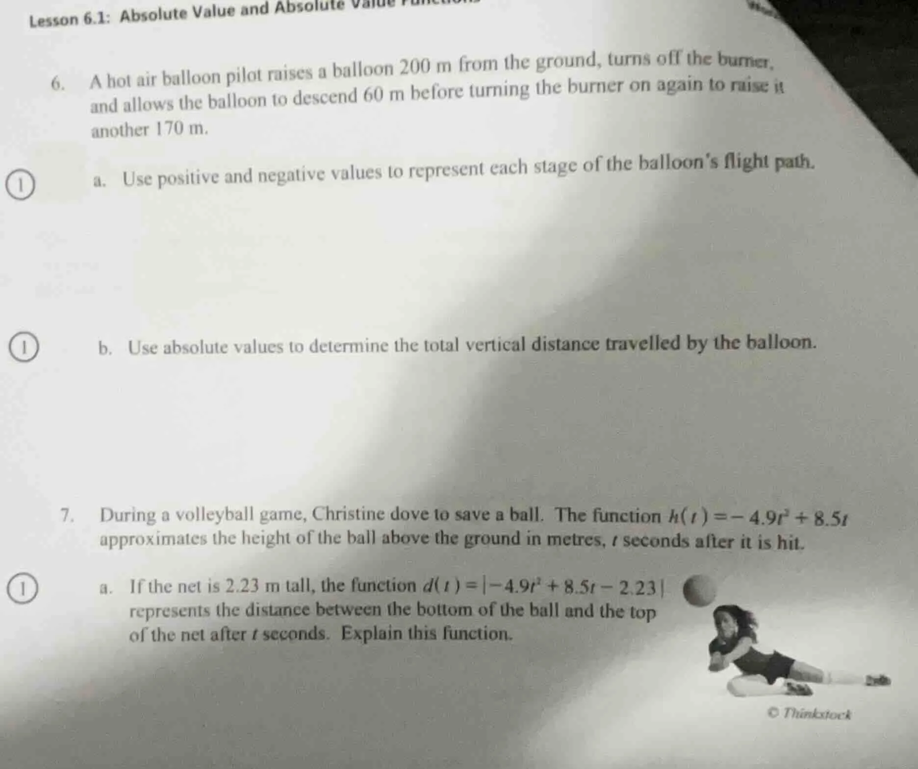 lesson 6.1: absolute value and absolute value functions 6. a hot air ba…