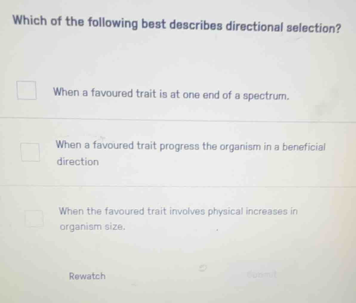 which of the following best describes directional selection? when a fav…