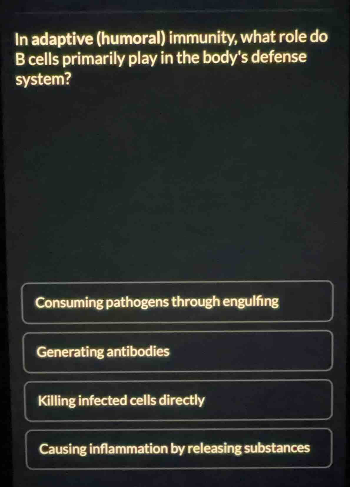 in adaptive (humoral) immunity, what role do b cells primarily play in …