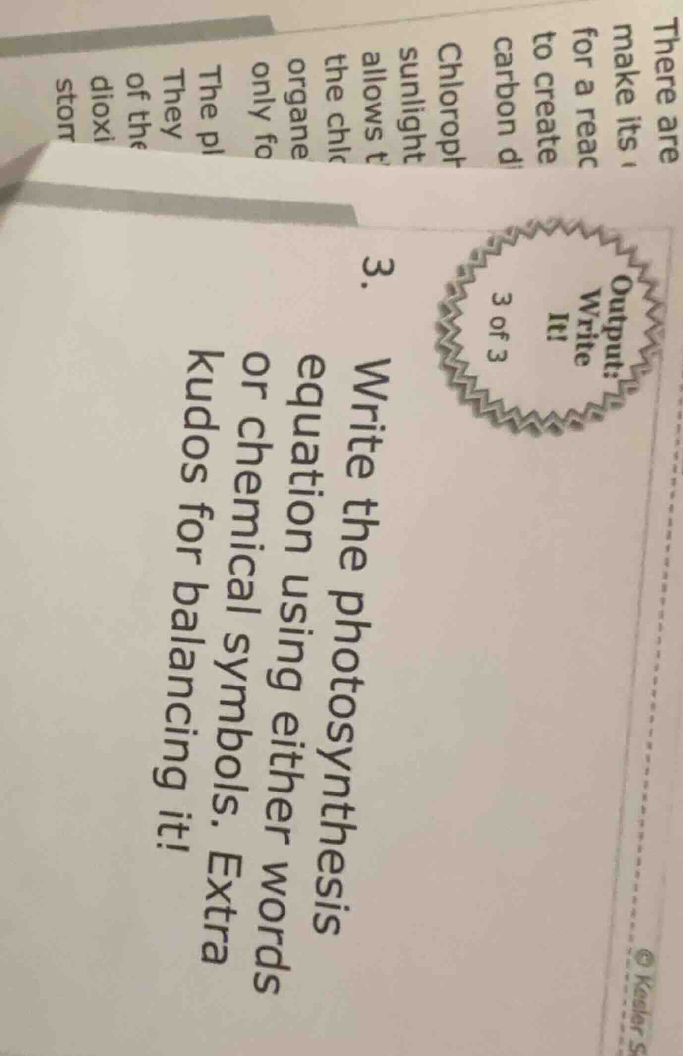 3. write the photosynthesis equation using either words or chemical sym…