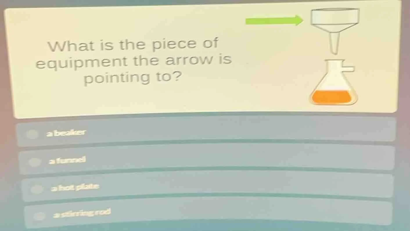 what is the piece of equipment the arrow is pointing to? a beaker a fun…