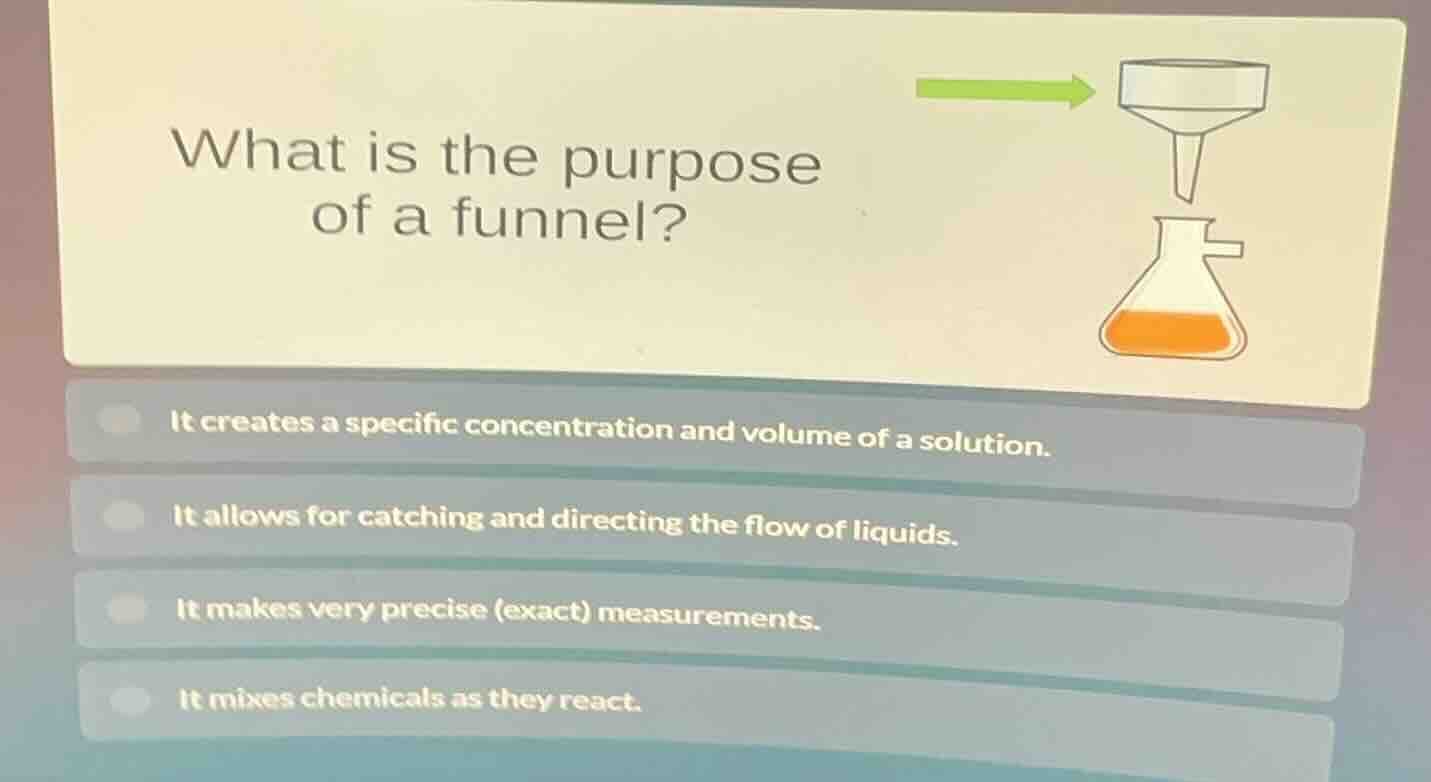 what is the purpose of a funnel? it creates a specific concentration an…