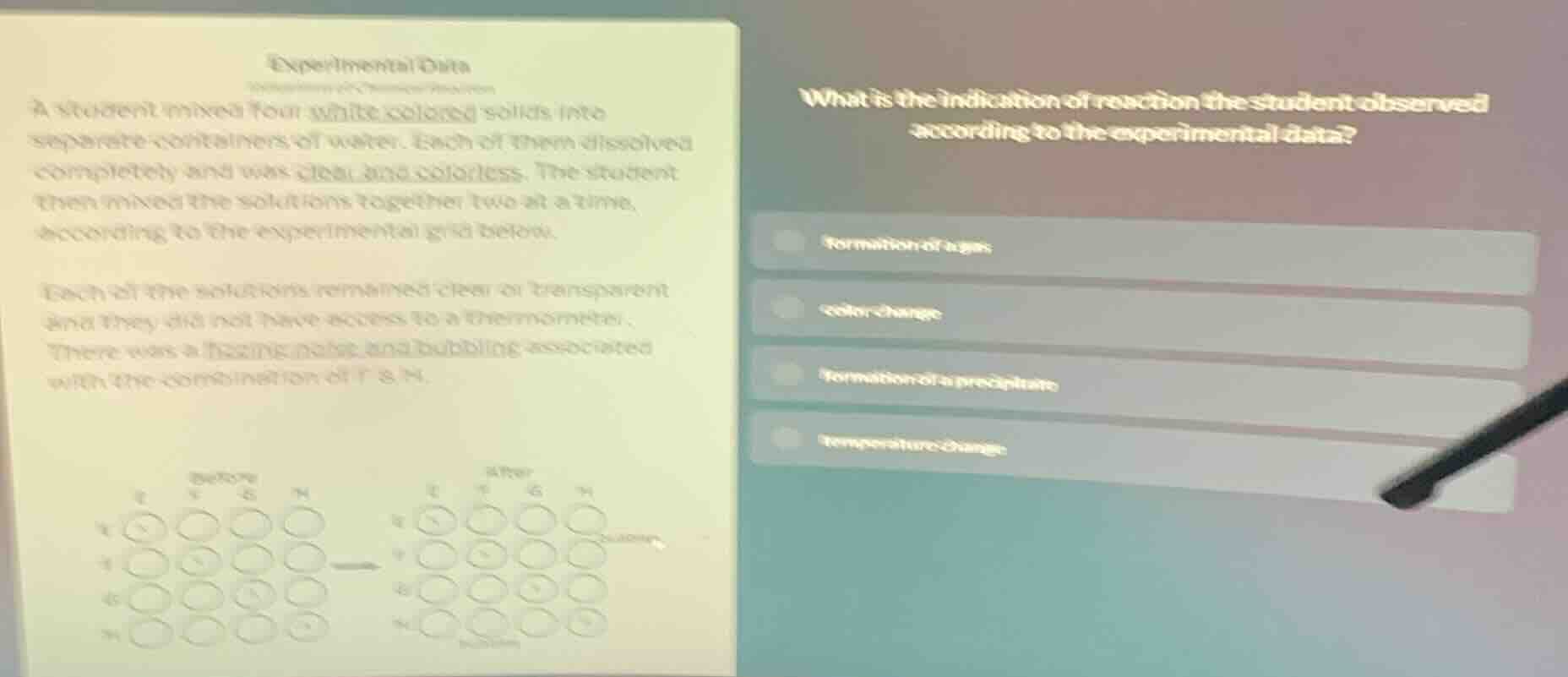 experimental data a student mixed four white colored solids into separa…