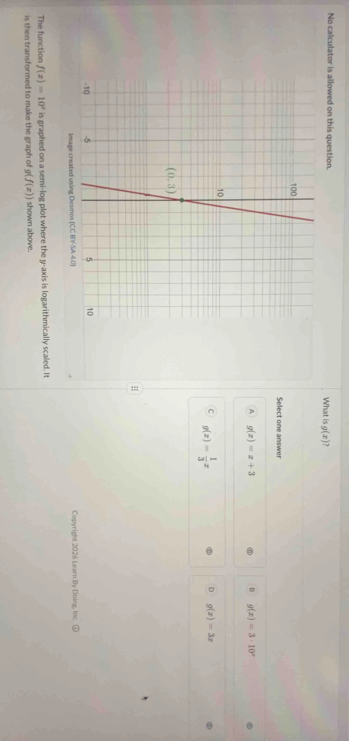 no calculator is allowed on this question. the function ( f(x) = 10^x )…