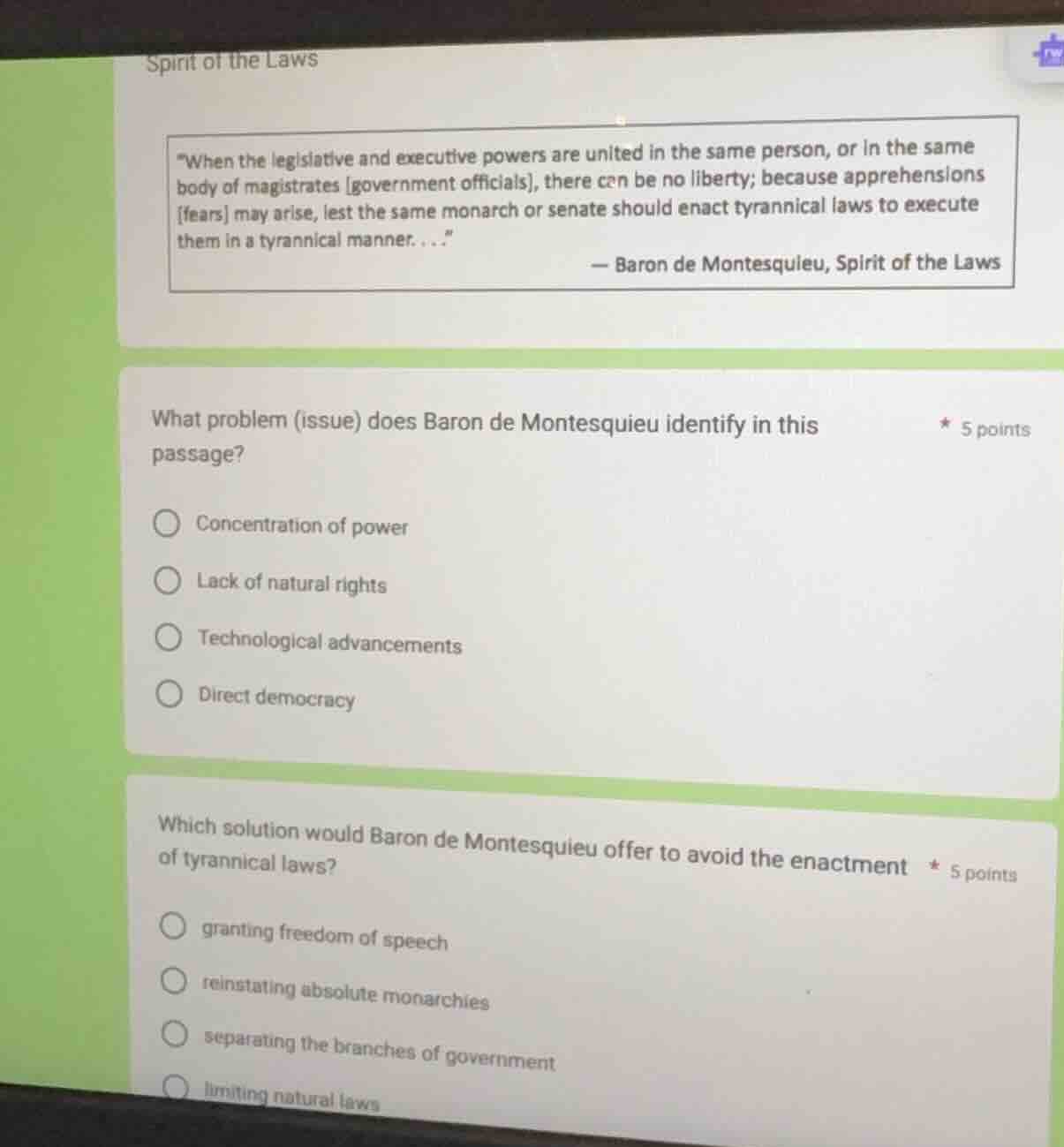 spirit of the laws \when the legislative and executive powers are unite…