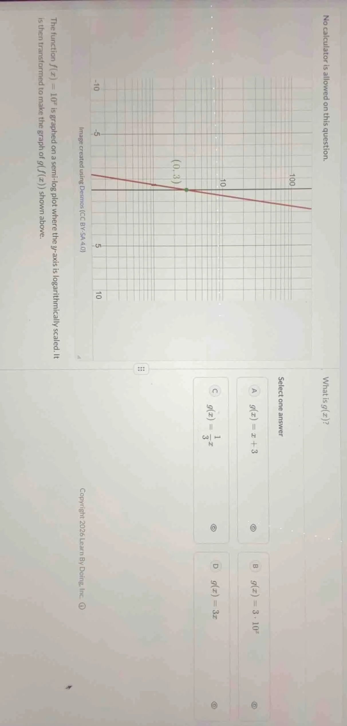 no calculator is allowed on this question. the function $f(x) = 10^x$ i…