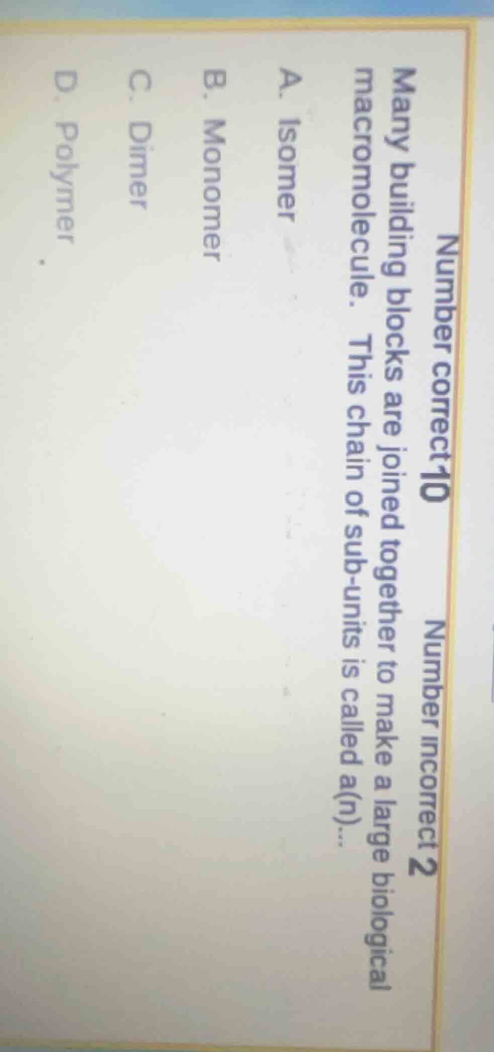 number correct 10 number incorrect 2 many building blocks are joined to…