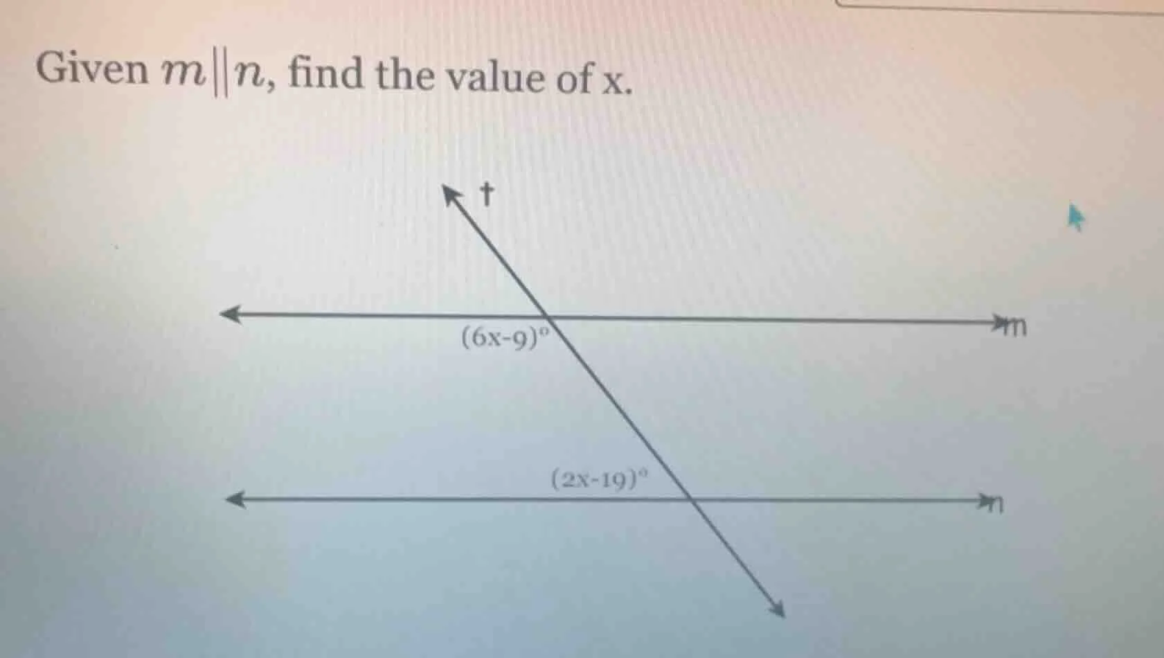 given $m \\parallel n$, find the value of $x$. there is a diagram with …