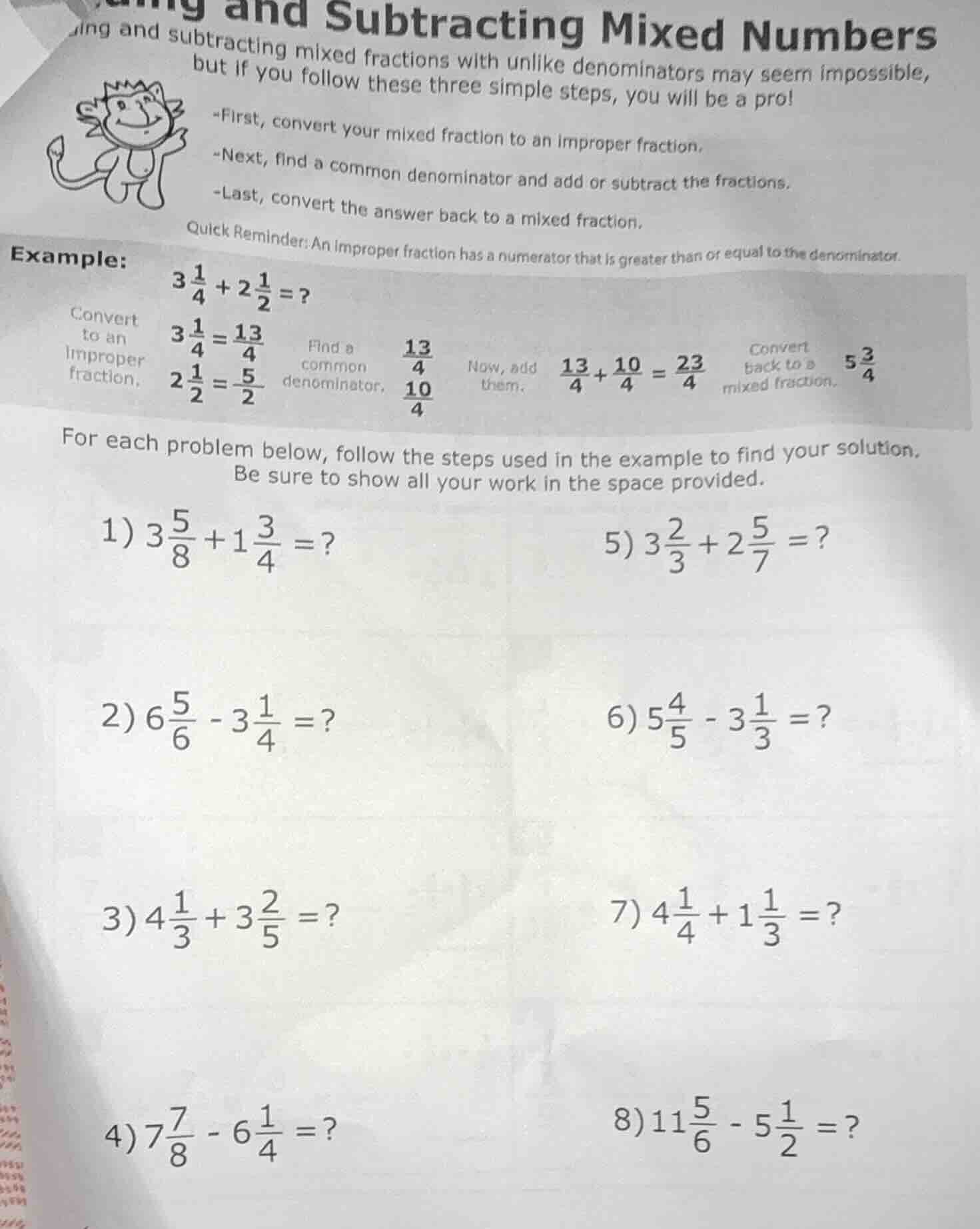 adding and subtracting mixed numbers adding and subtracting mixed fract…