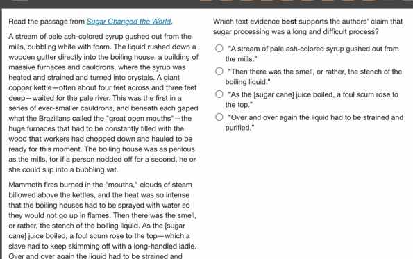 read the passage from sugar changed the world. a stream of pale ash - c…