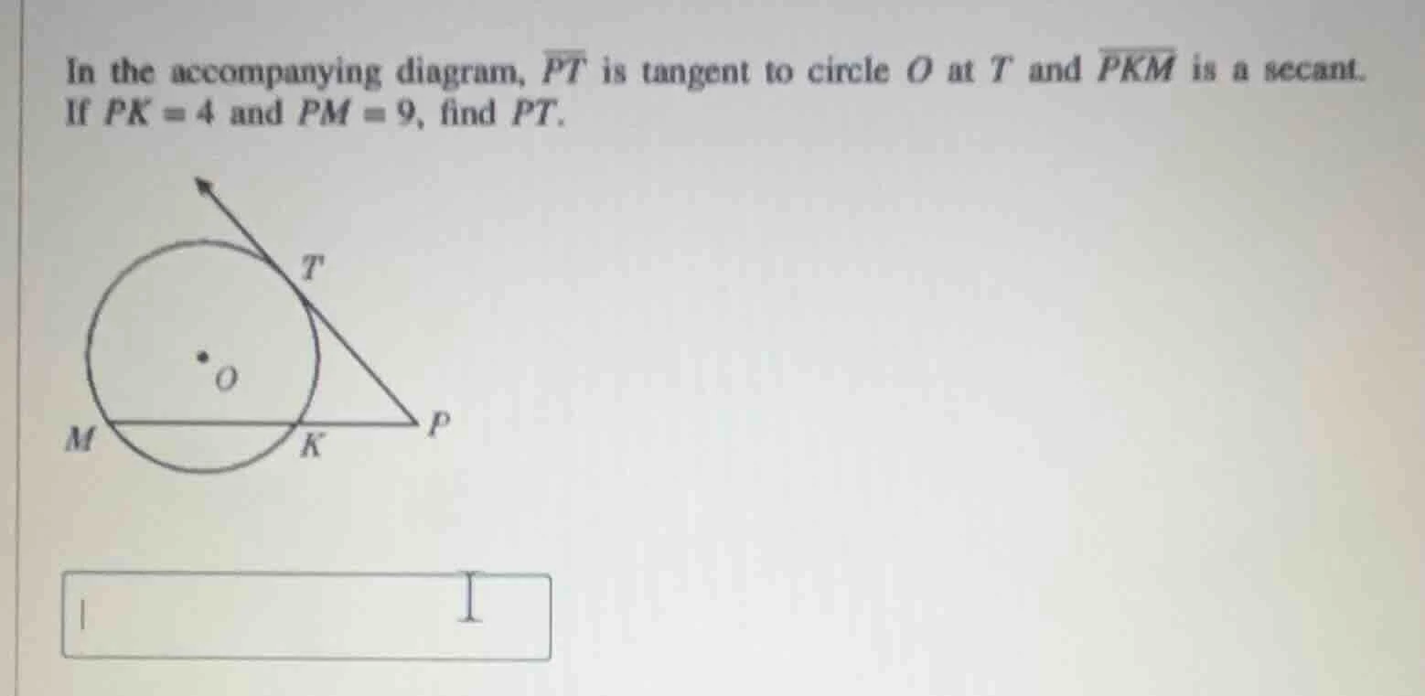 in the accompanying diagram, \\( \\overline{pt} \\) is tangent to circl…