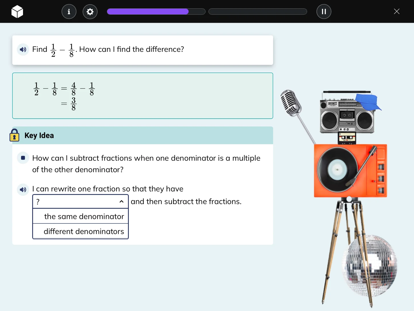 find \\(\\frac{1}{2} - \\frac{1}{8}\\). how can i find the difference? …