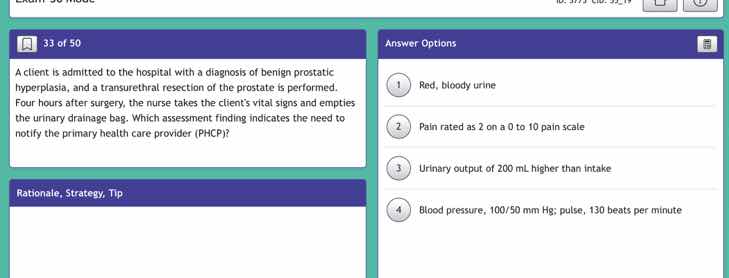 33 of 50 a client is admitted to the hospital with a diagnosis of benig…