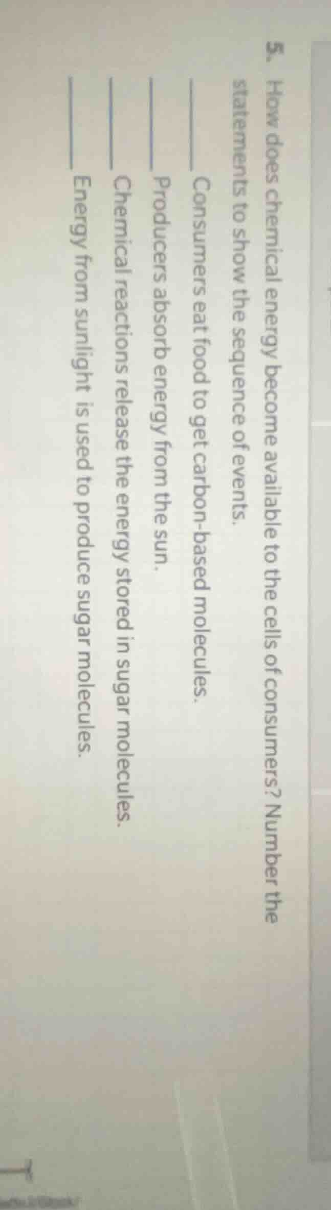 5. how does chemical energy become available to the cells of consumers?…