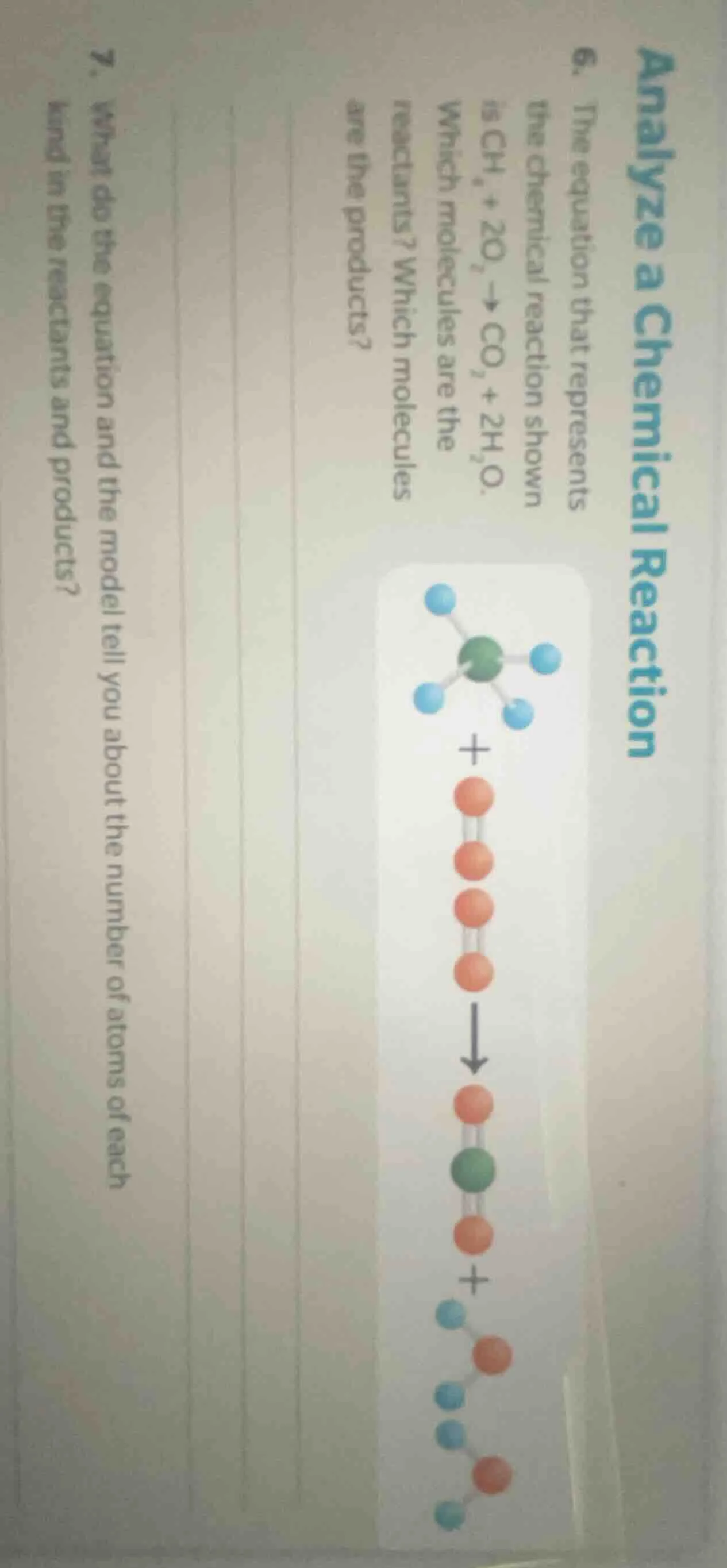 analyze a chemical reaction 6. the equation that represents the chemica…