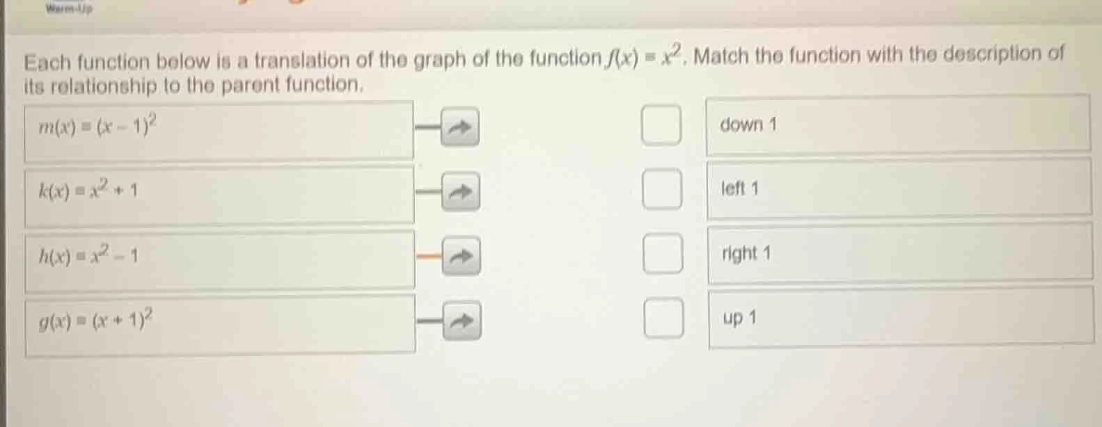 warm-up each function below is a translation of the graph of the functi…