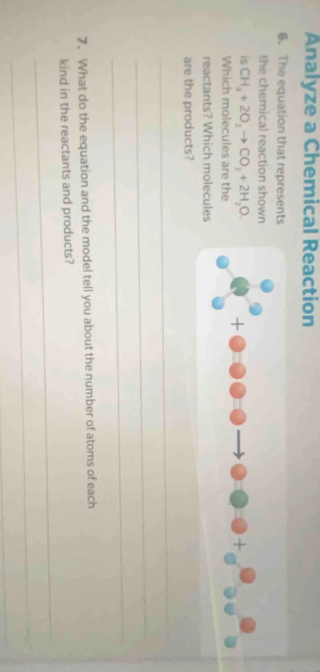 analyze a chemical reaction 6. the equation that represents the chemica…