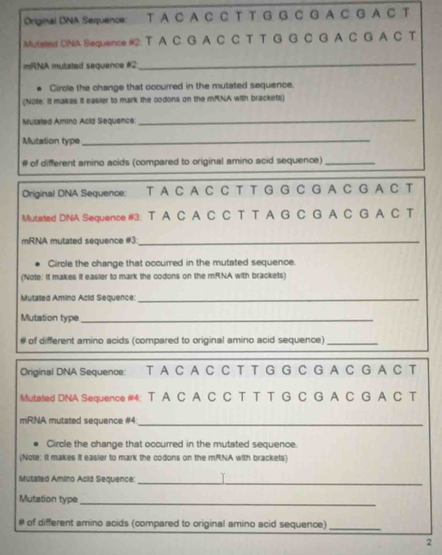 original dna sequence: tacaccttggcgacgact mutated dna sequence #2: tacg…