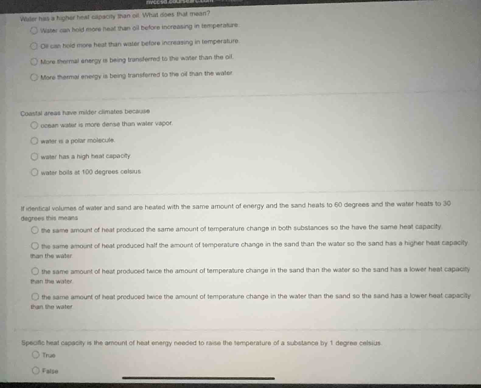 water has a higher heat capacity than oil. what does that mean? water c…