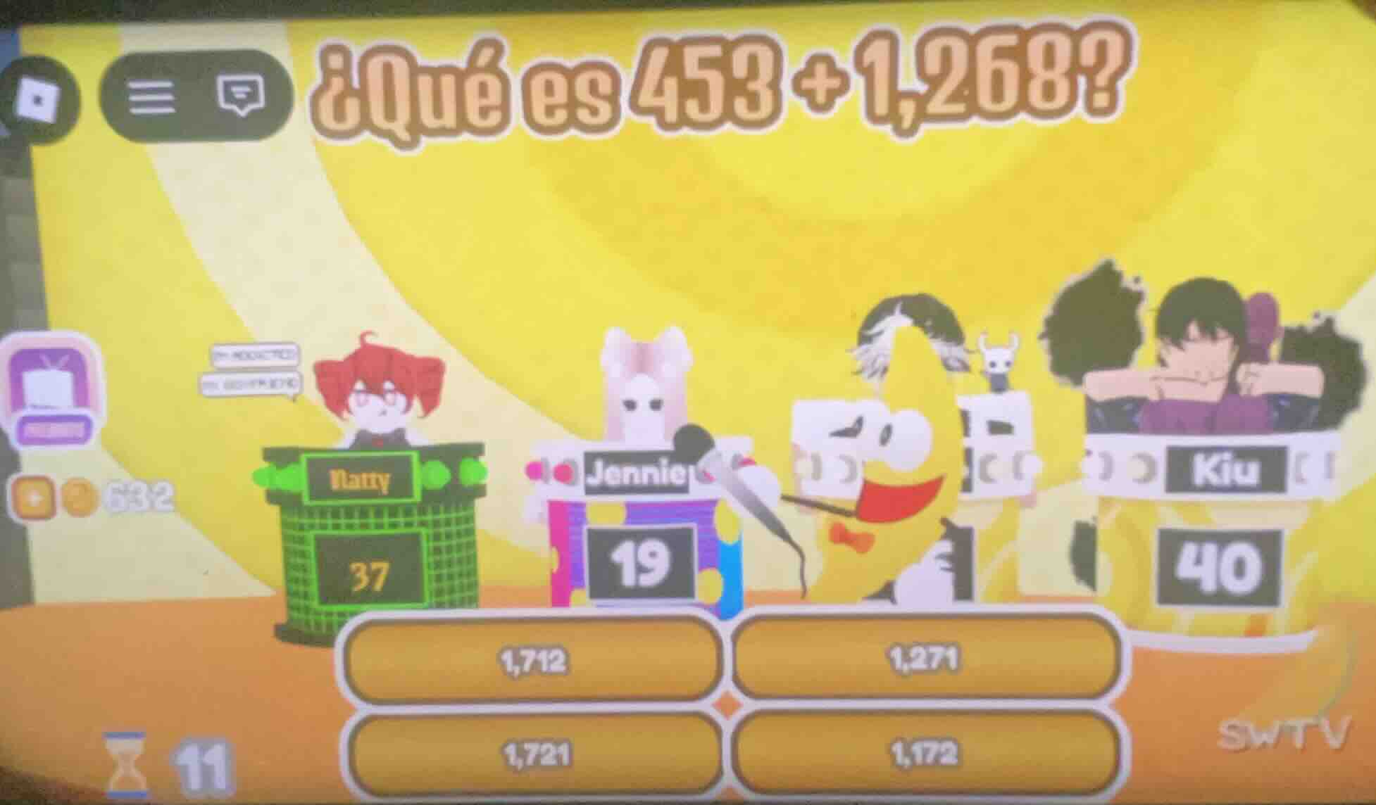 ¿qué es 453 + 1,268? nanny 37 jennie 19 kiu 40 1,712 1,271 1,721 1,172