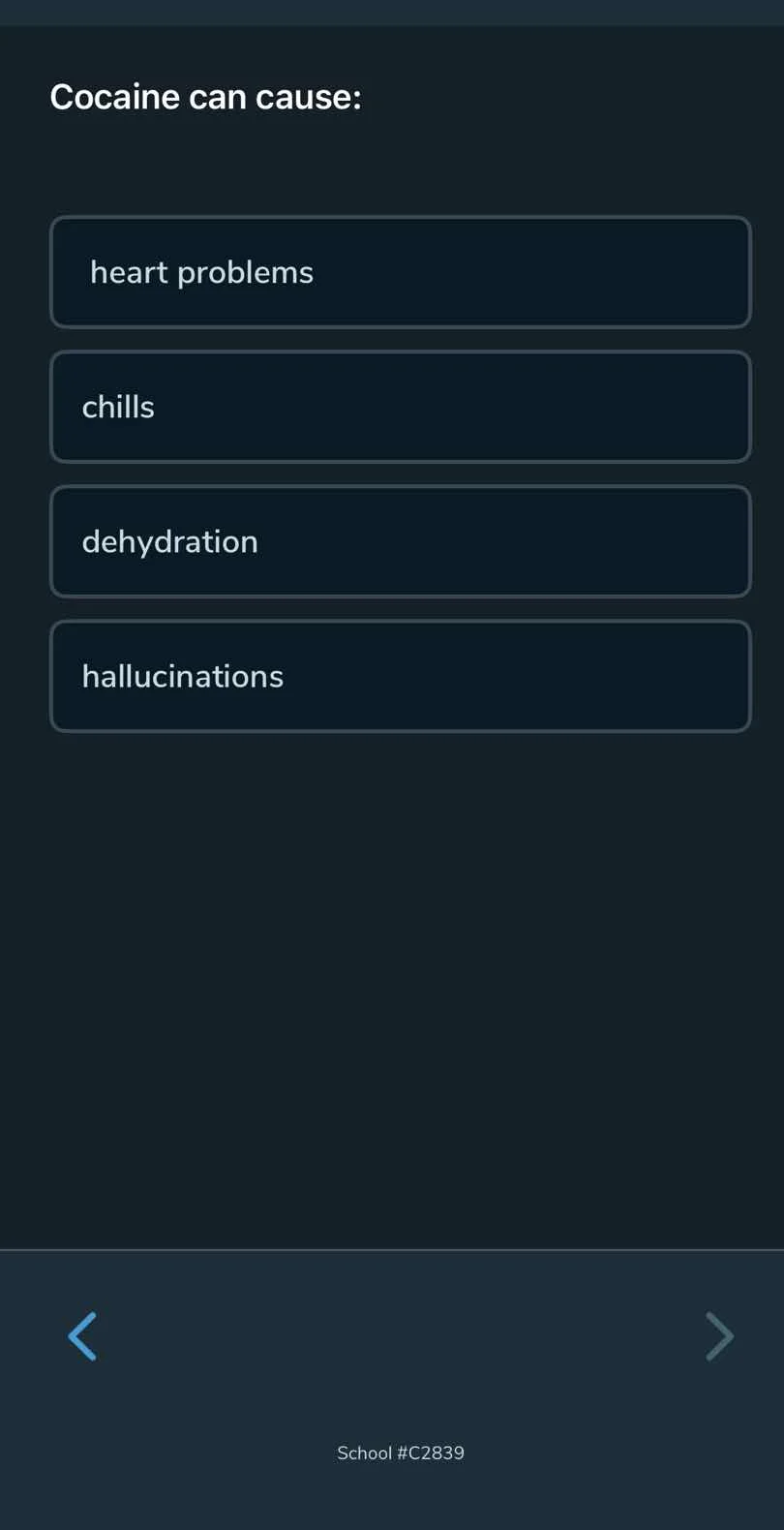 cocaine can cause: heart problems chills dehydration hallucinations