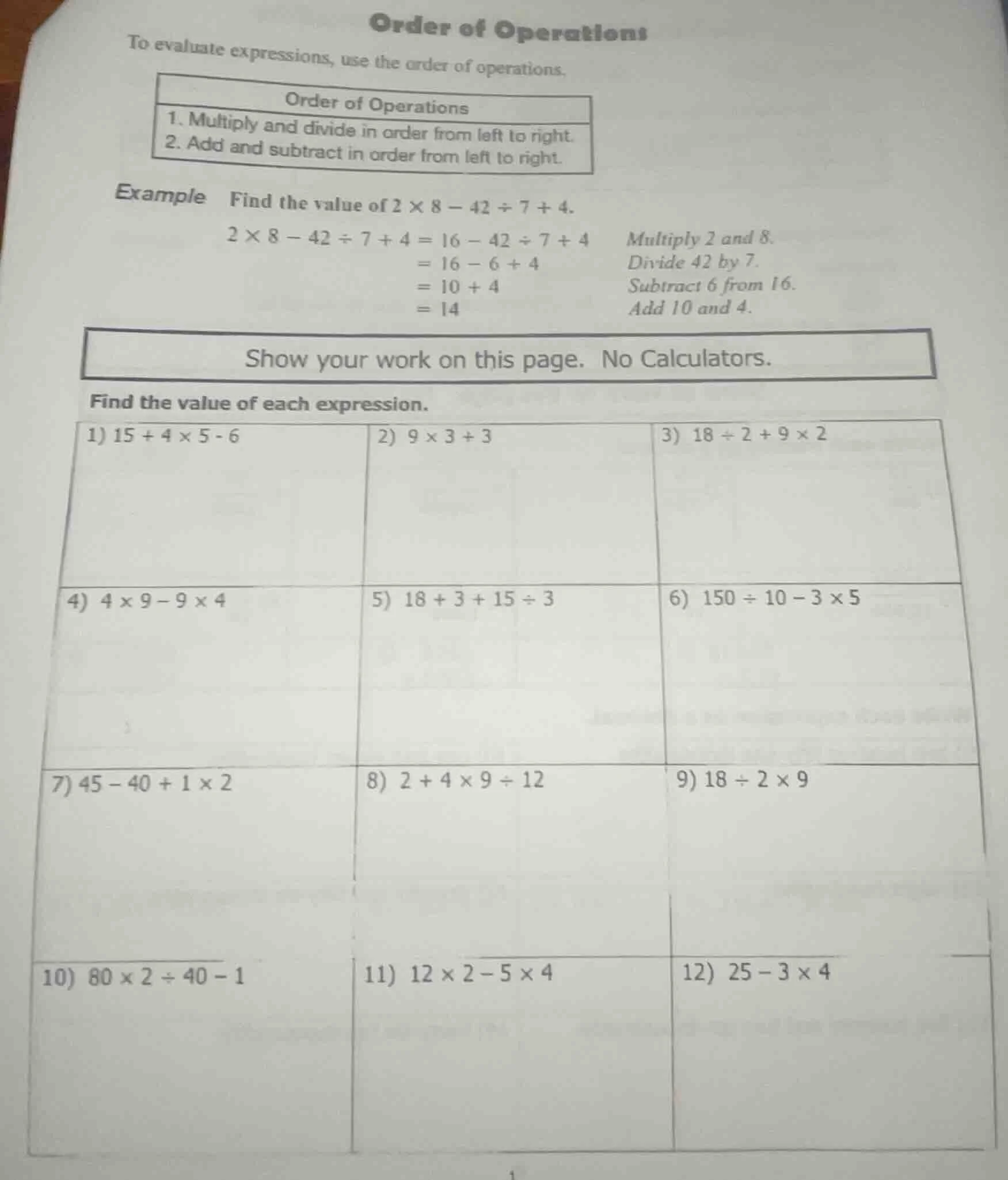 order of operations to evaluate expressions, use the order of operation…