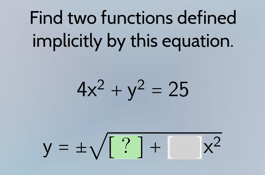 find two functions defined implicitly by this equation. $4x^2 + y^2 = 2…