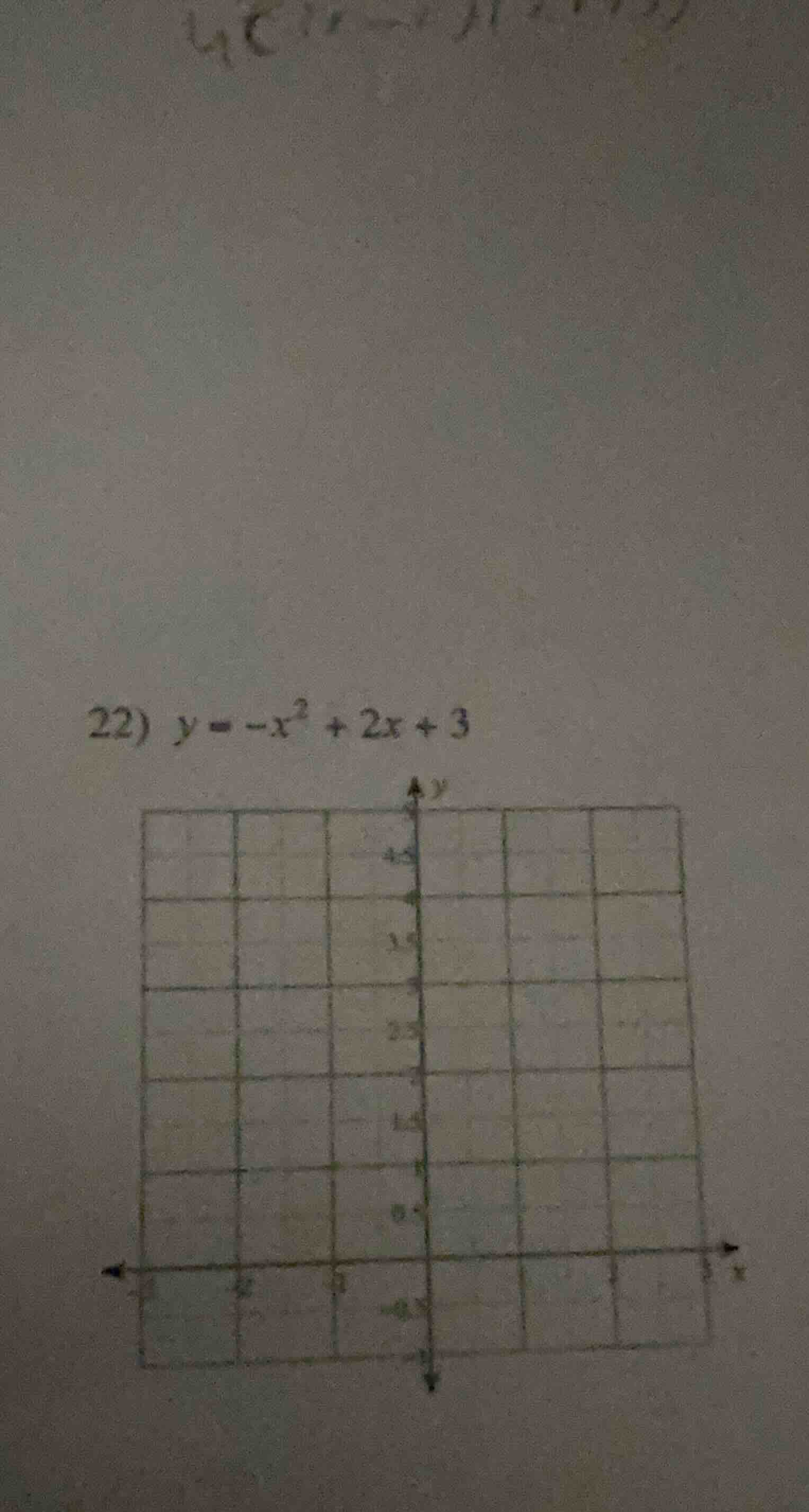 22) $y = -x^2 + 2x + 3$