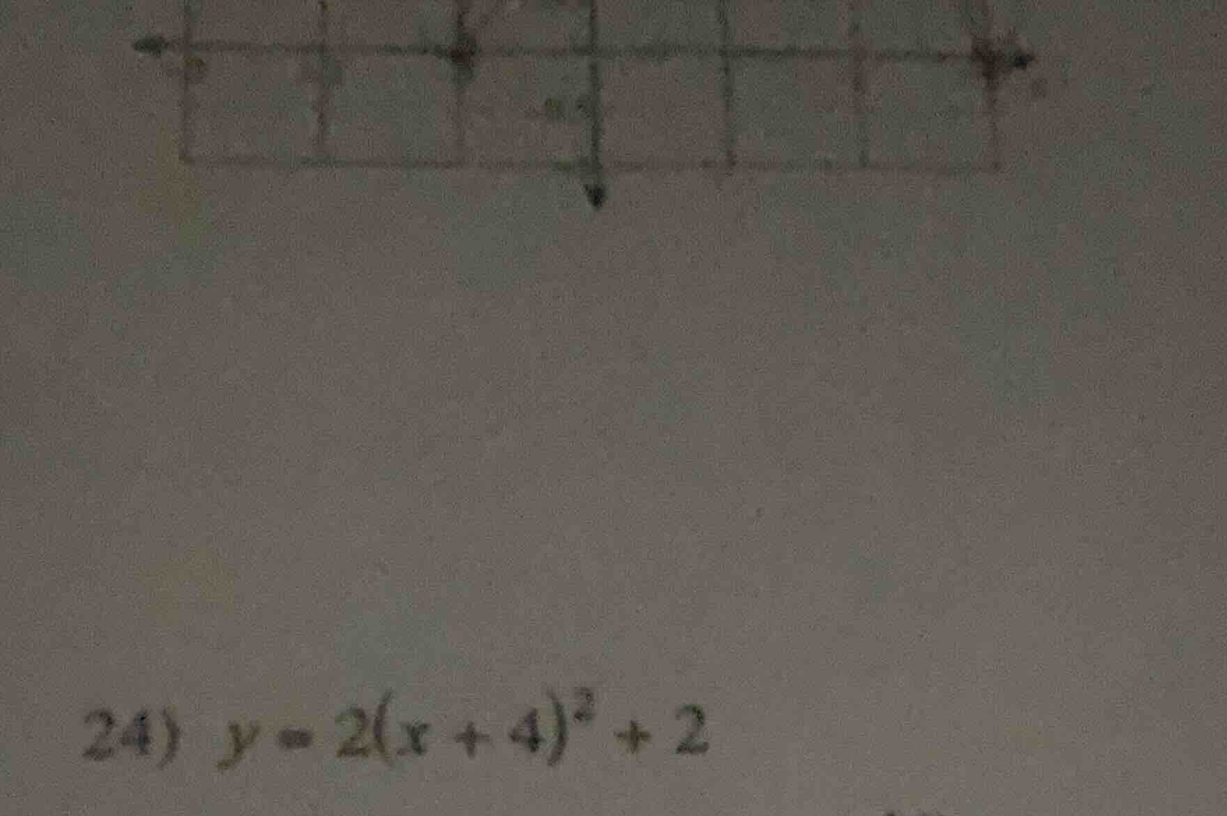 24) $y = 2(x + 4)^2 + 2$