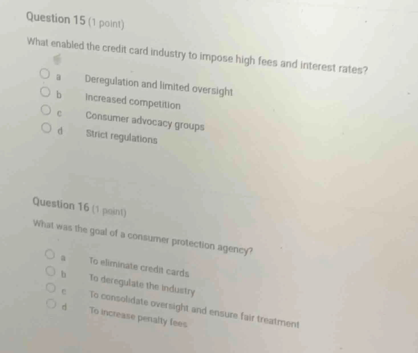 question 15 (1 point) what enabled the credit card industry to impose h…