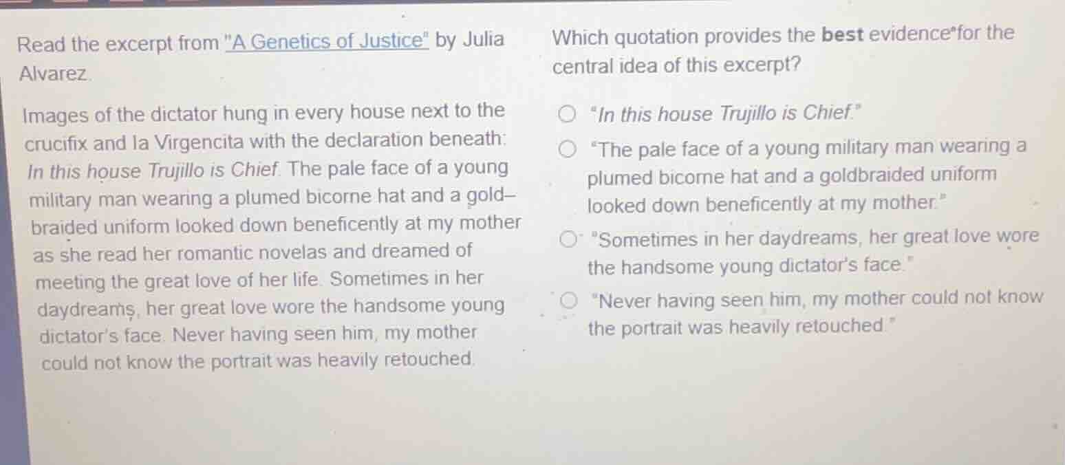 read the excerpt from \a genetics of justice\ by julia alvarez. images …