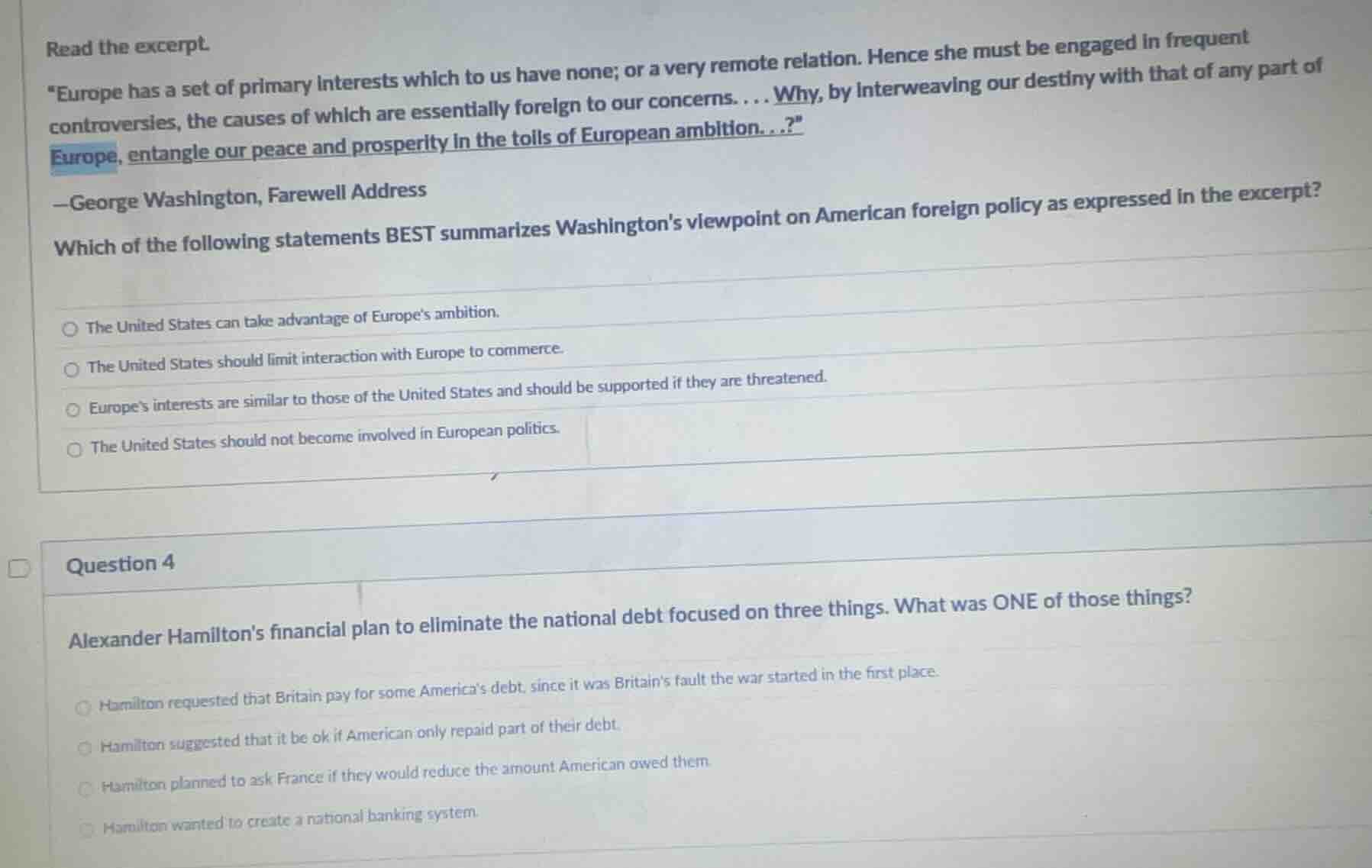 read the excerpt. \europe has a set of primary interests which to us ha…