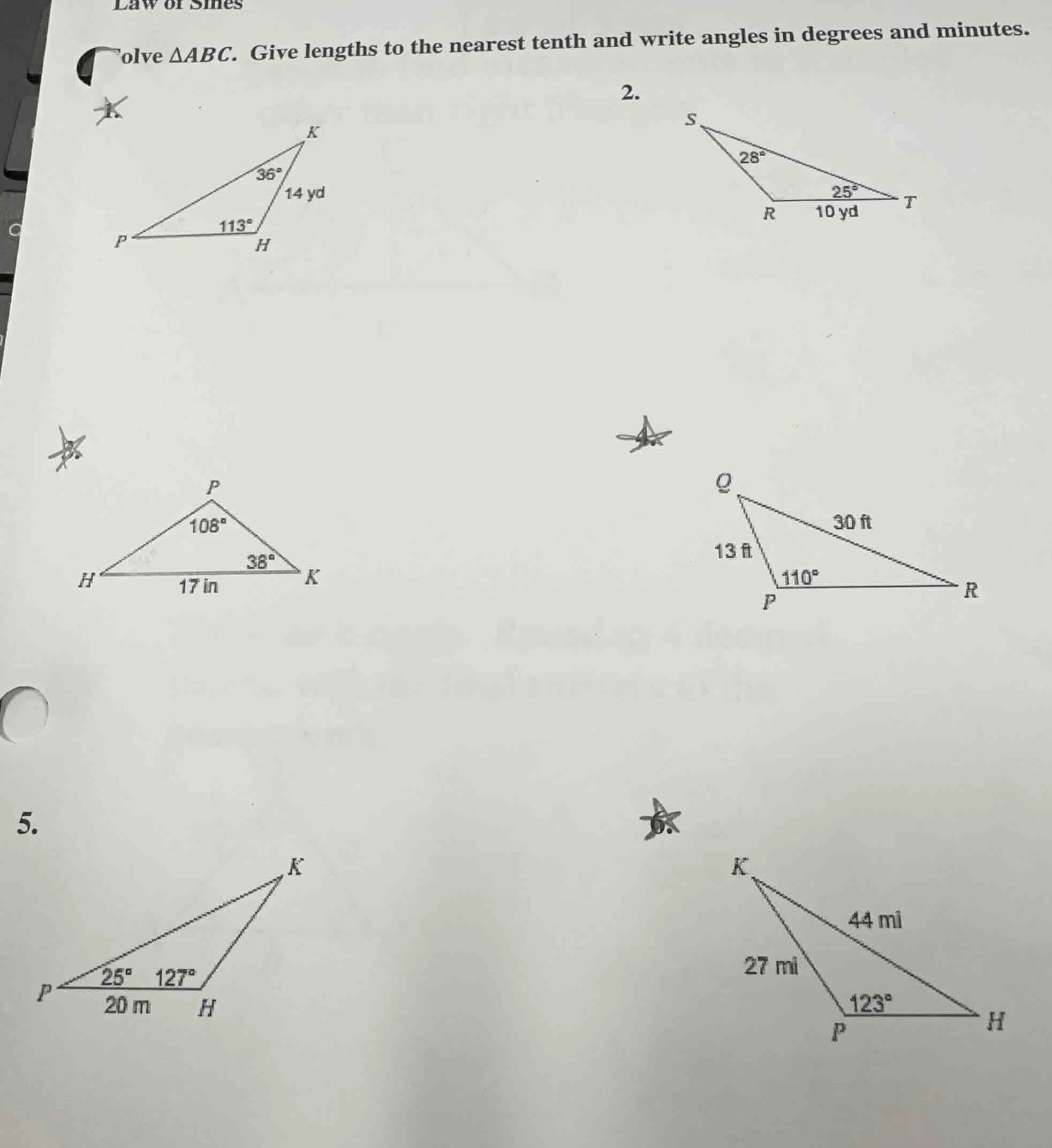 law of sines solve $\\triangle abc$. give lengths to the nearest tenth …