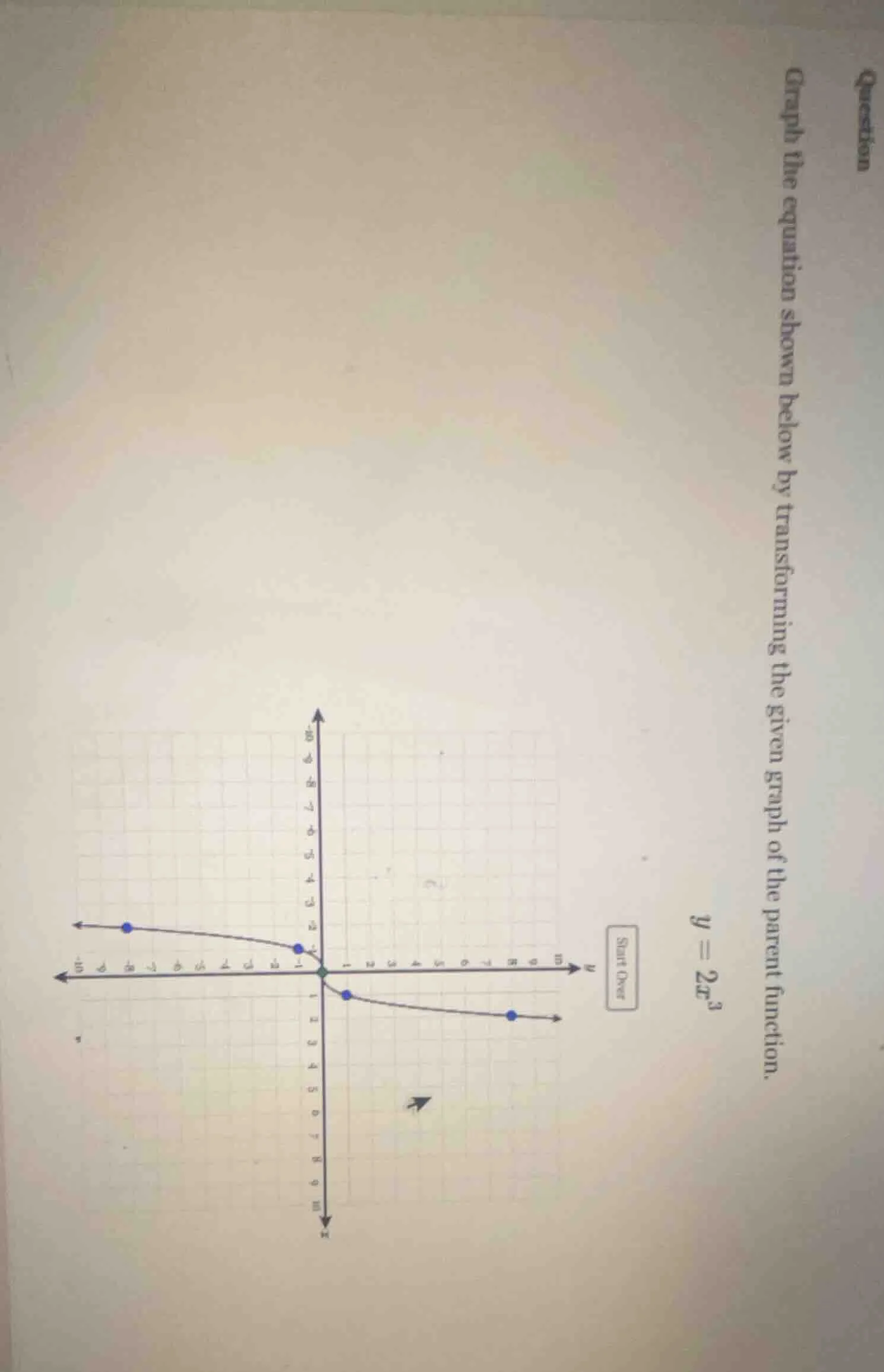 question graph the equation shown below by transforming the graph of th…