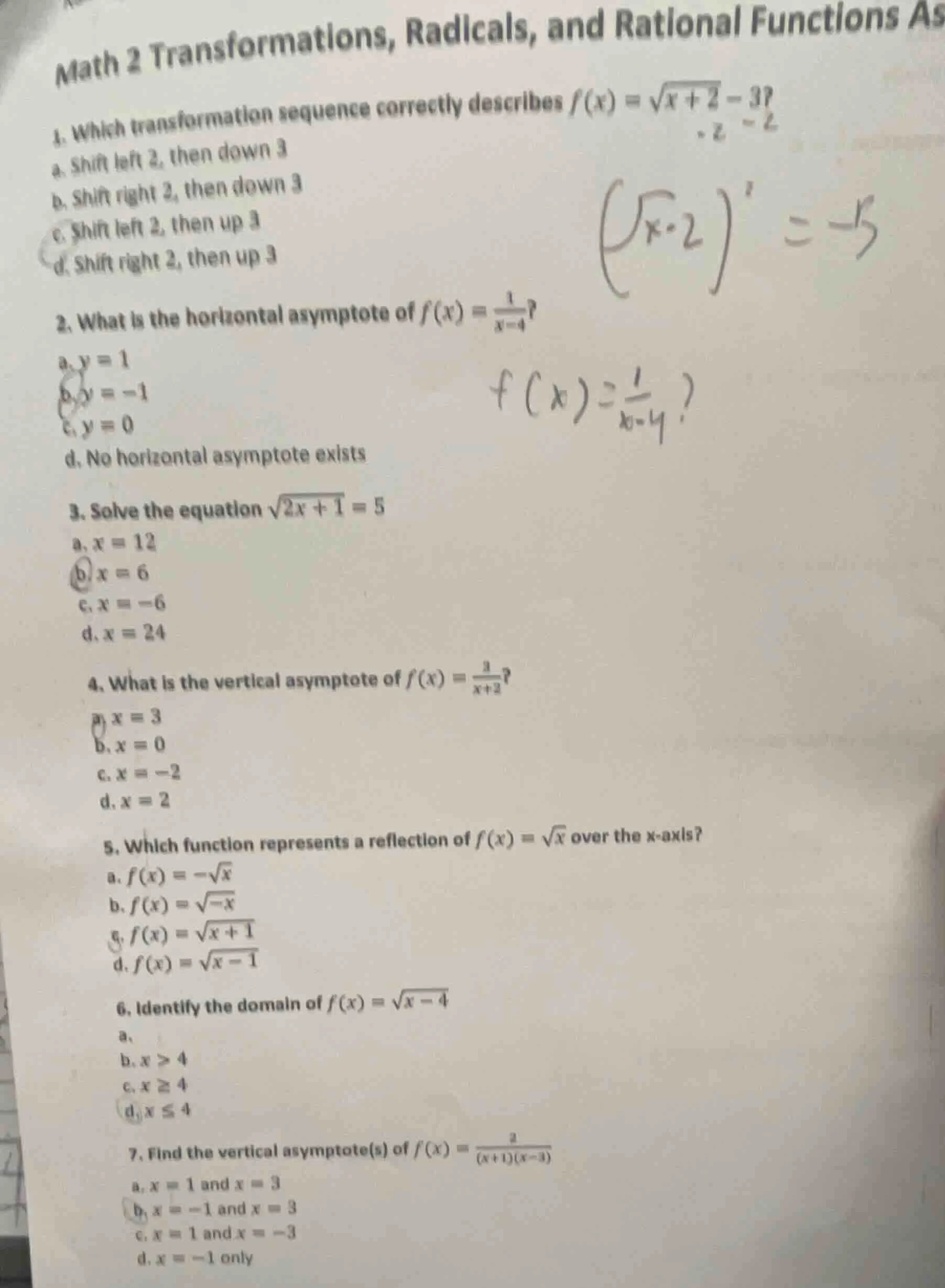 math 2 transformations, radicals, and rational functions as 1. which tr…