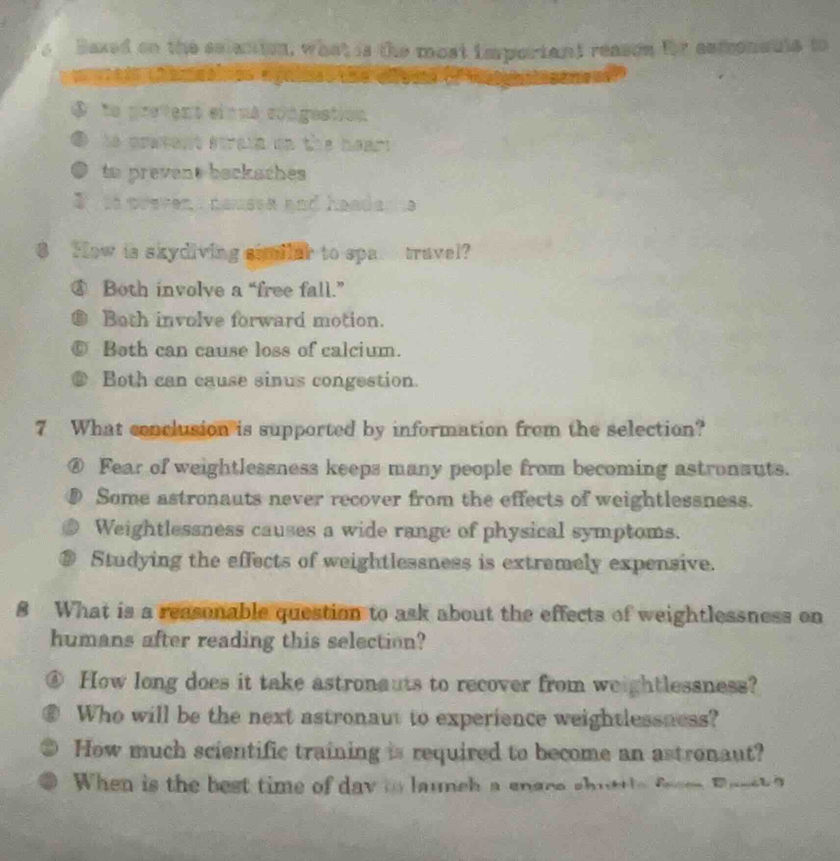 6 based on the selection, what is the most important reason for astrona…