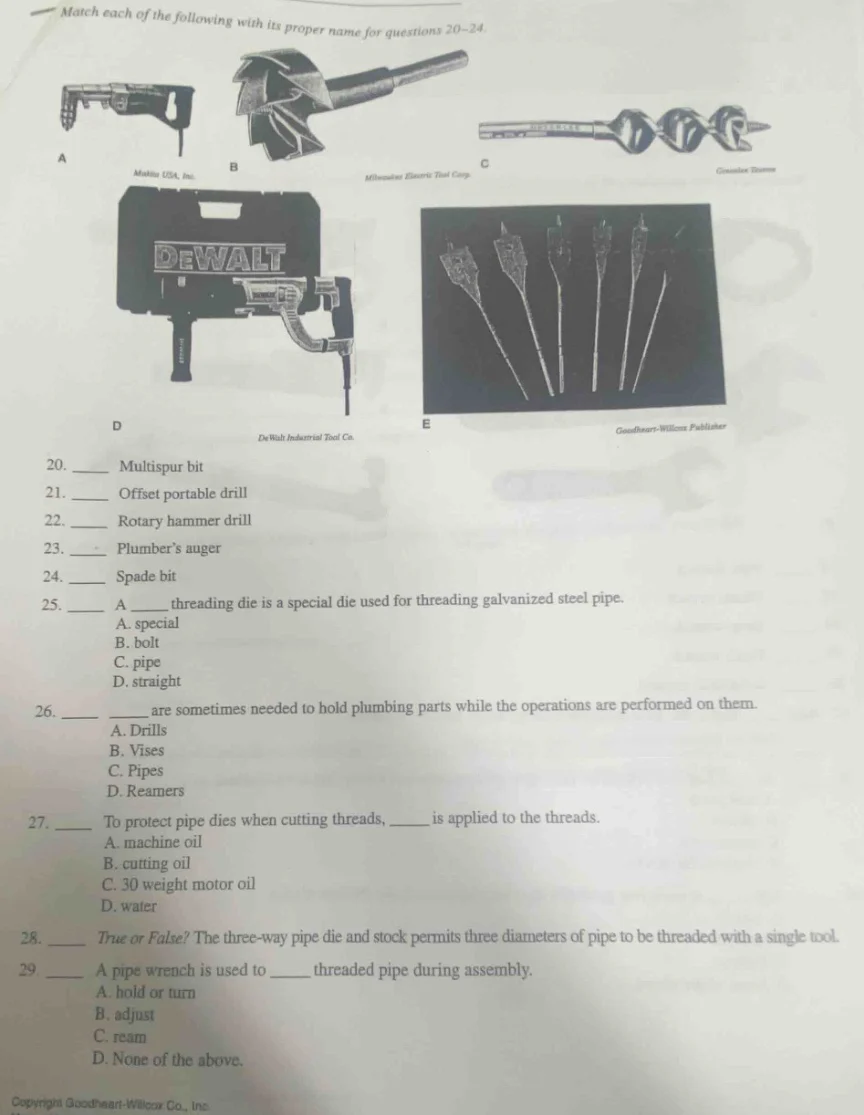 match each of the following with its proper name for questions 20–24. i…