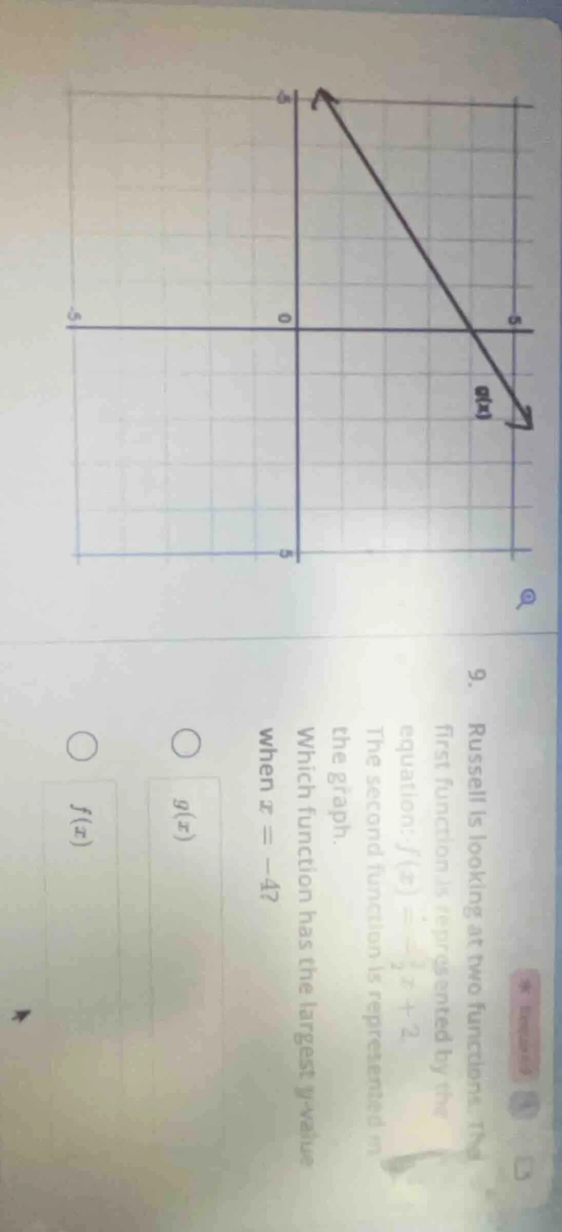 9. russell is looking at two functions. the first function is represent…