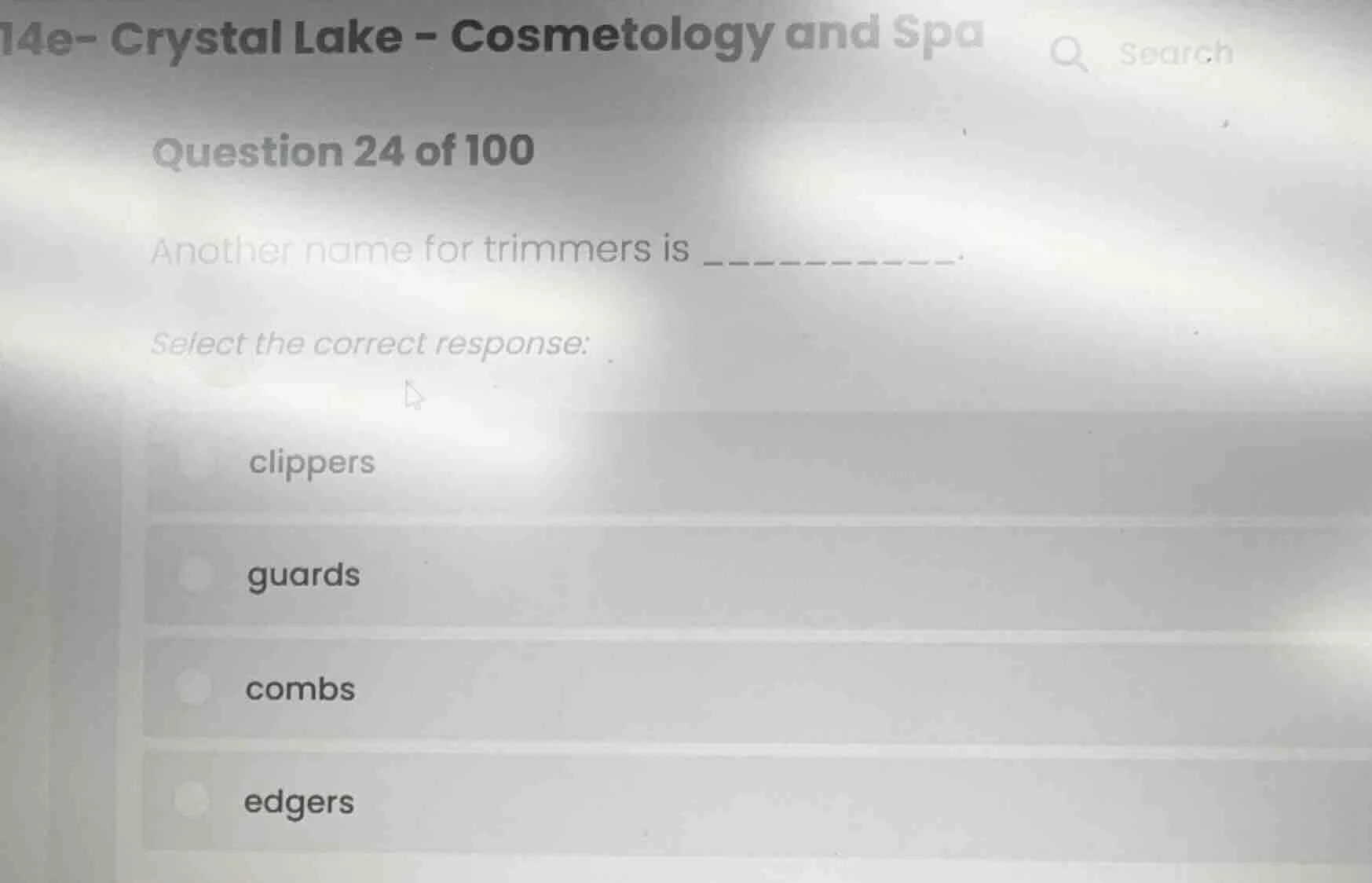 14e- crystal lake - cosmetology and spa question 24 of 100 another name…