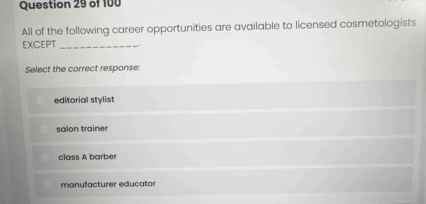 question 29 of 100 all of the following career opportunities are availa…