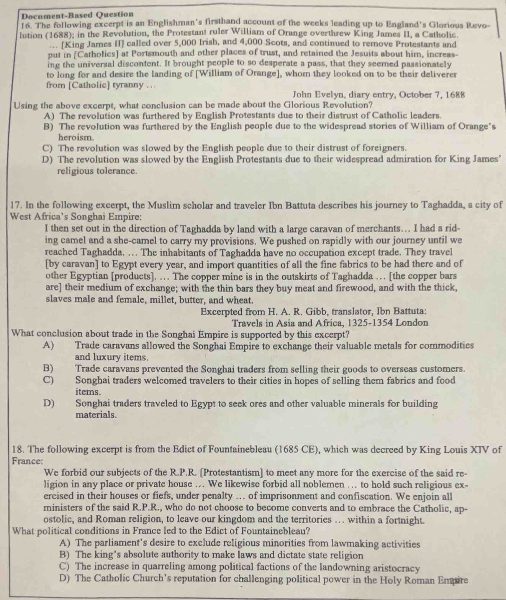 document - based question 16. the following excerpt is an englishman’s …