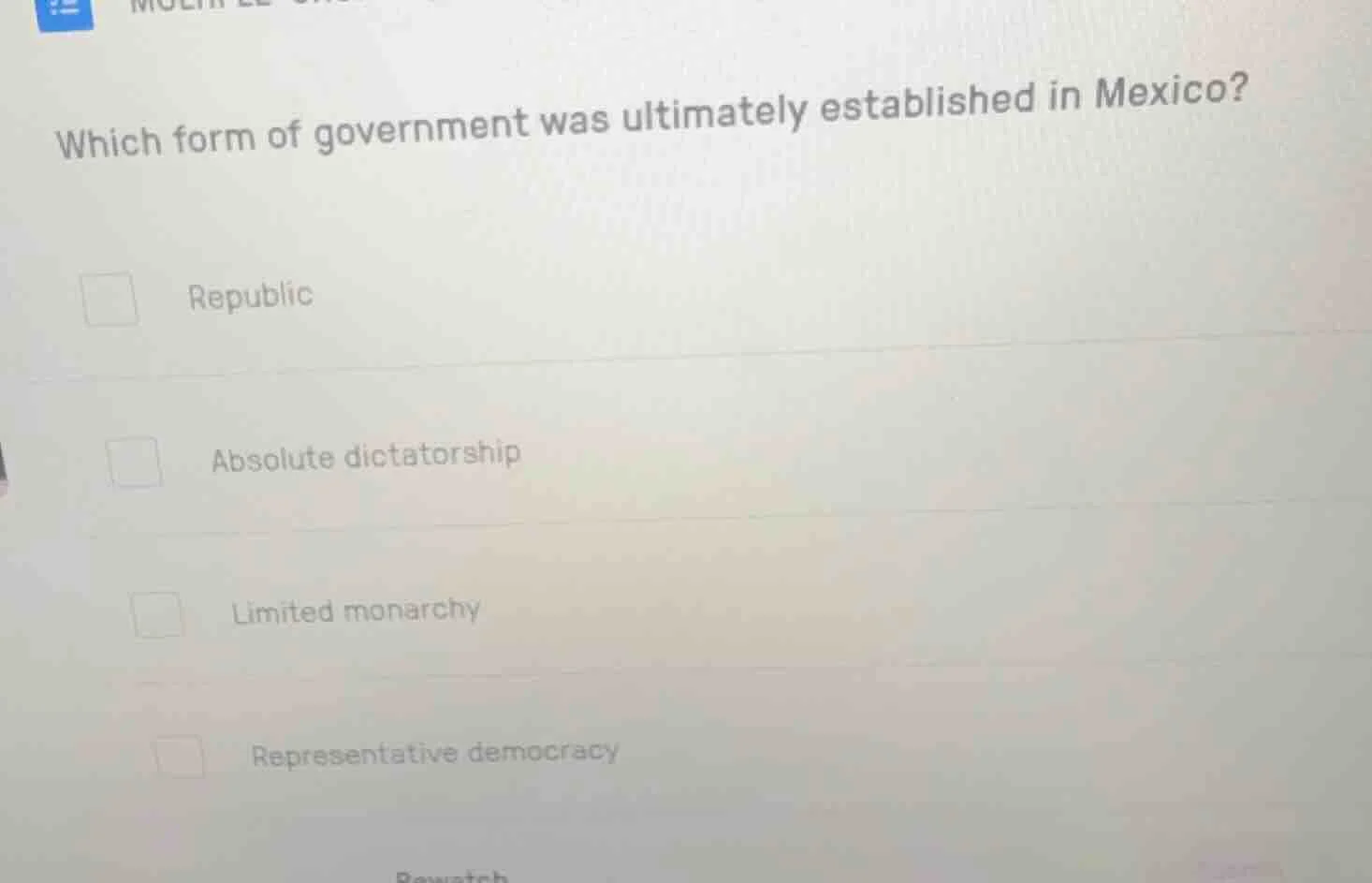 which form of government was ultimately established in mexico? republic…