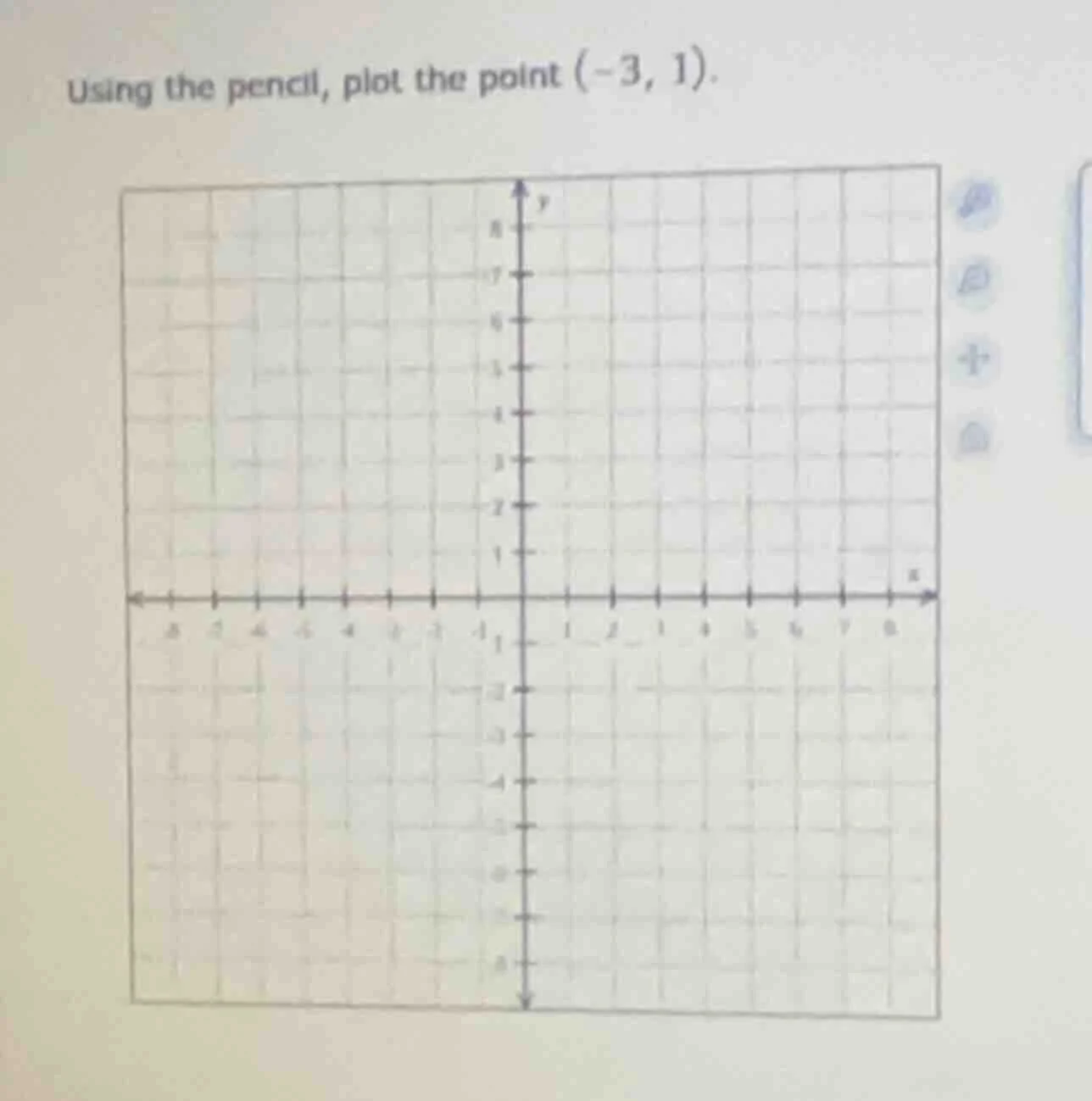 using the pencil, plot the point (-3, 1).