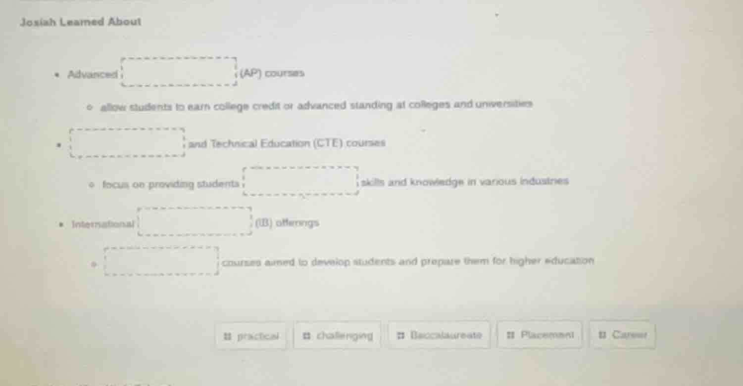 josiah learned about - advanced \\boxed{} (ap) courses - allow students…