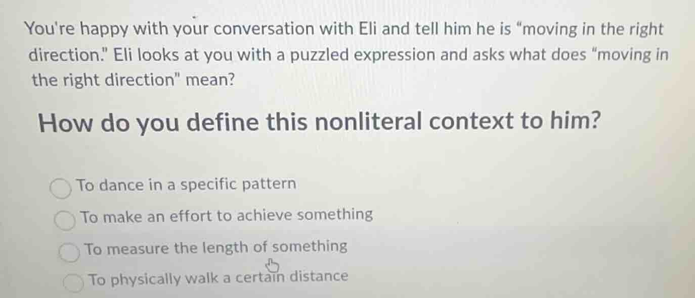 youre happy with your conversation with eli and tell him he is \moving …