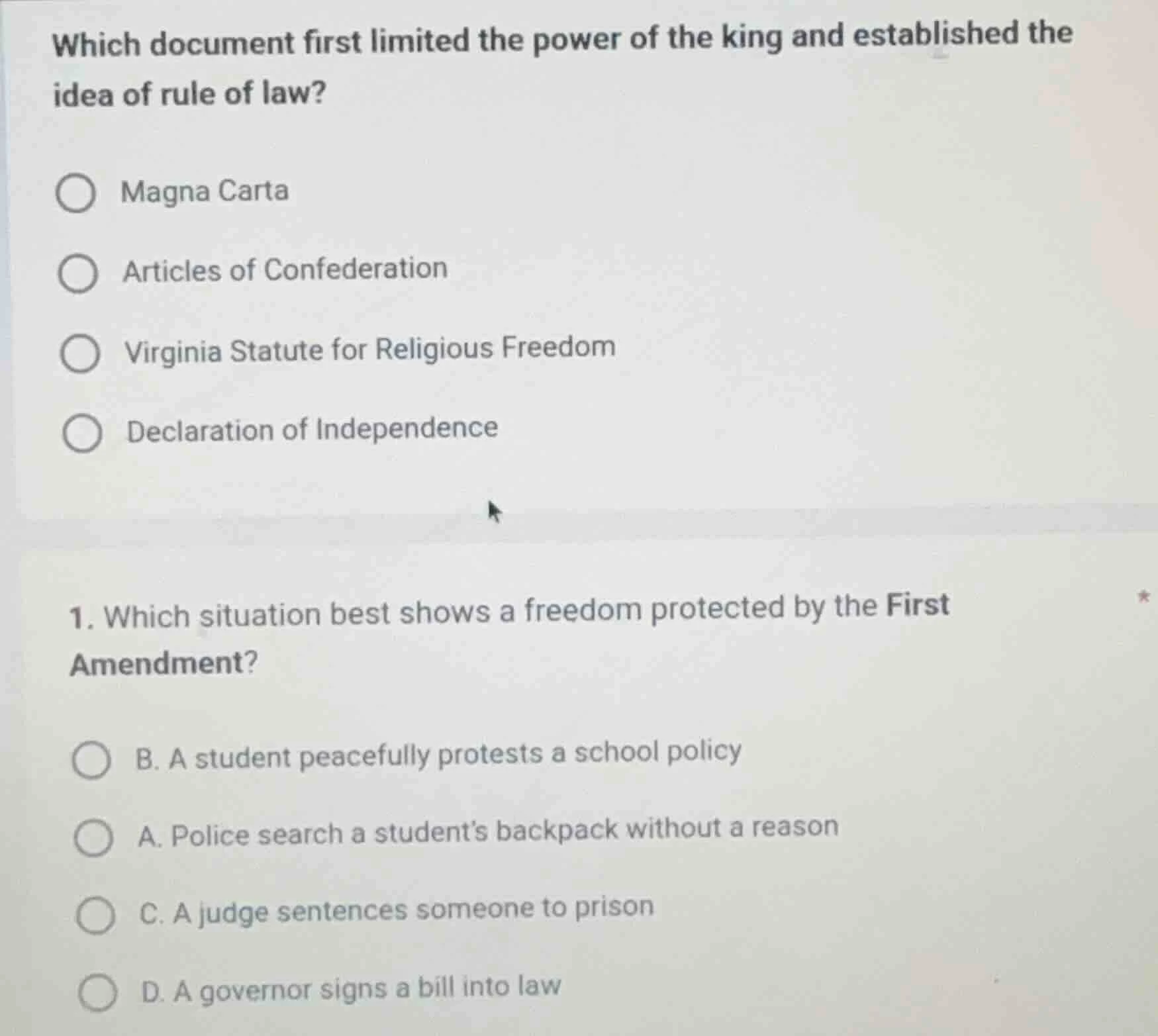 which document first limited the power of the king and established the …