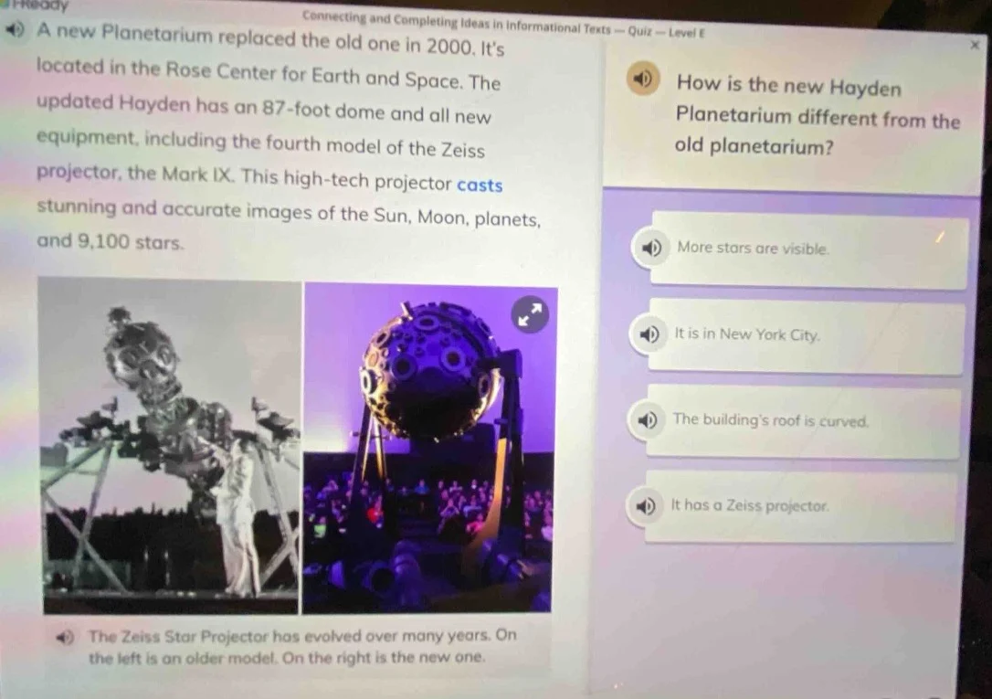 connecting and completing ideas in informational texts — quiz — level e…