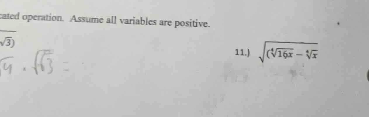 cated operation. assume all variables are positive. \\(\\sqrt{3}\\) \\(…